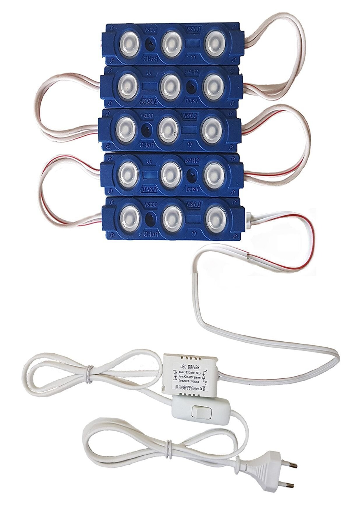 Akvaryum Modül Led Aydınlatma Mavi Işık Anahtarlı 5'li