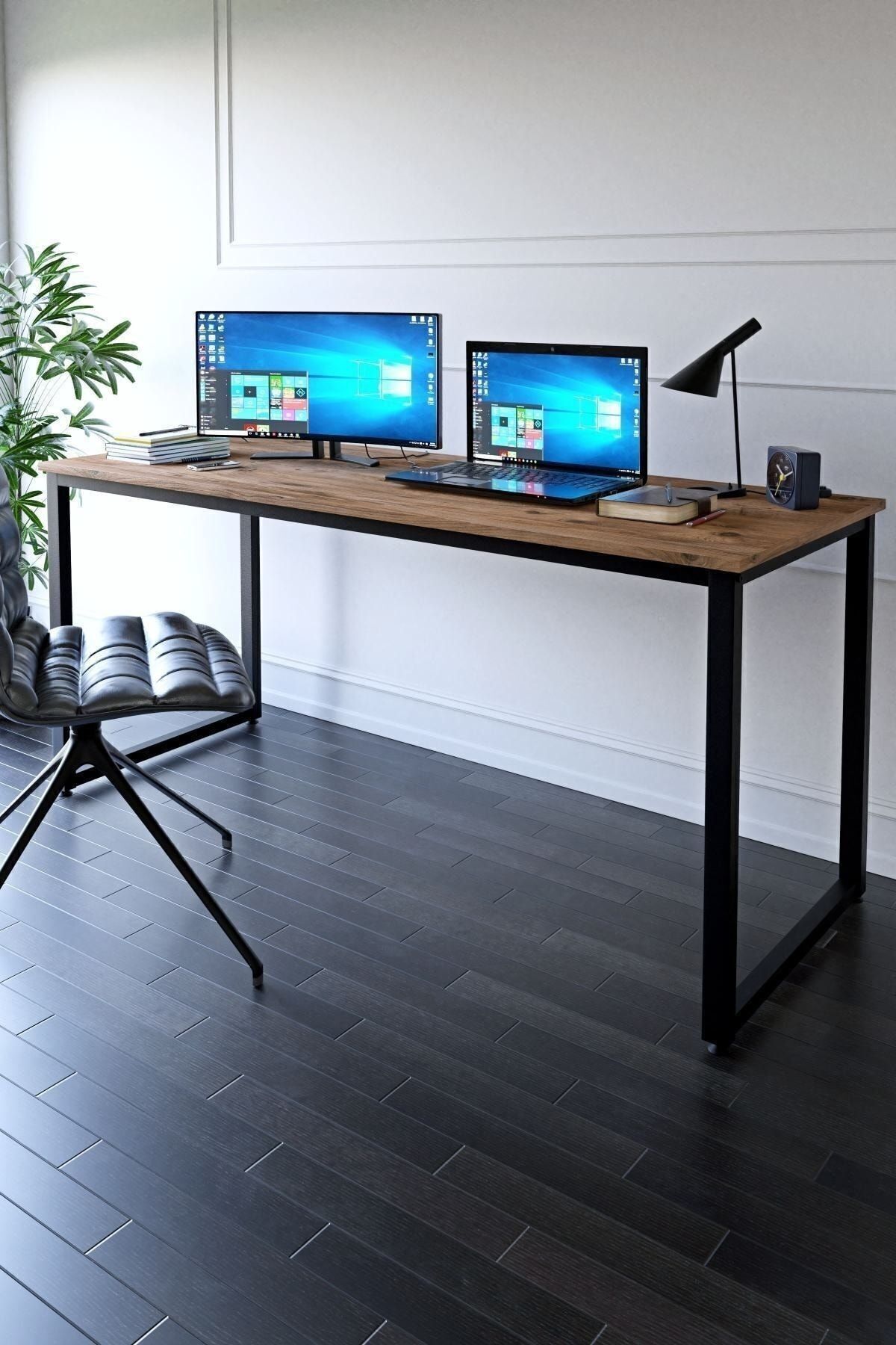 Metal Ayaklı Çalışma Masası - 160cm - Çam