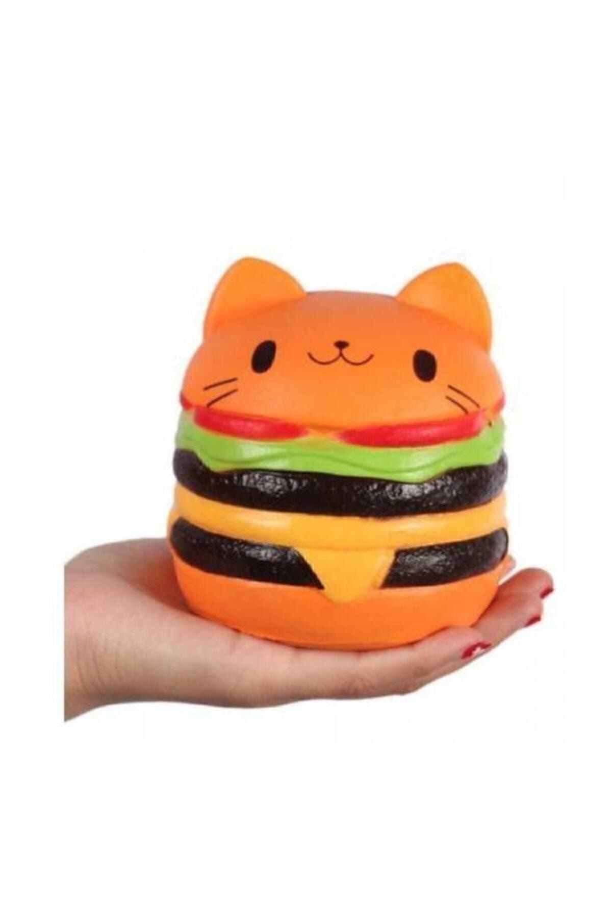 Squishy Büyük Boy Hamburger Sık Bırak Oyuncak Sukuşi Oyuncak Hamburger Yükseklik 9 cm Anahtarlıkla