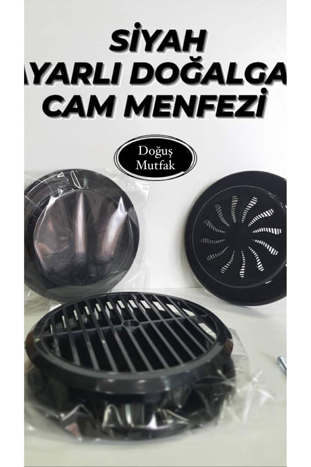 Ayarlı Cam Menfezi Doğalgaz Menfez Kapağı Siyah