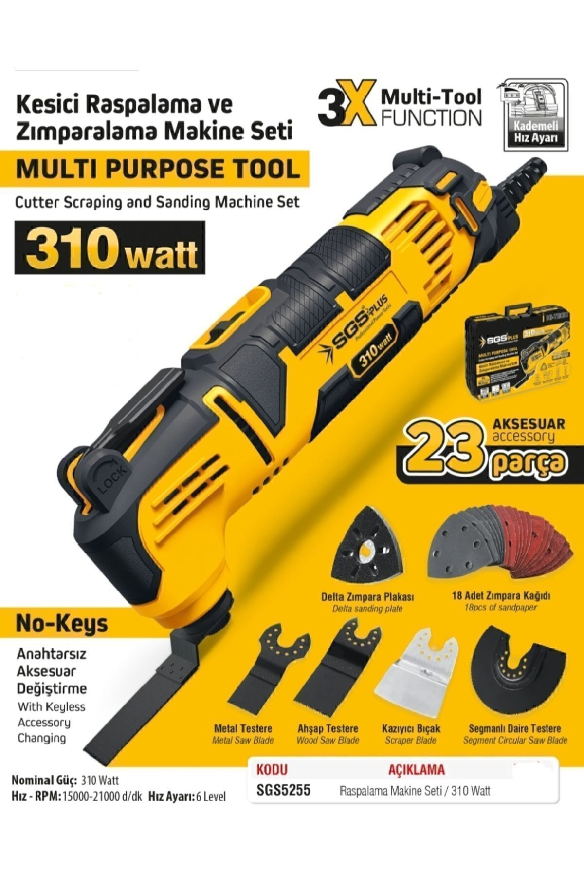 MULTI-TOOLS KESİCİ VE RASPALAMA MAKİNESİ 310 Watt