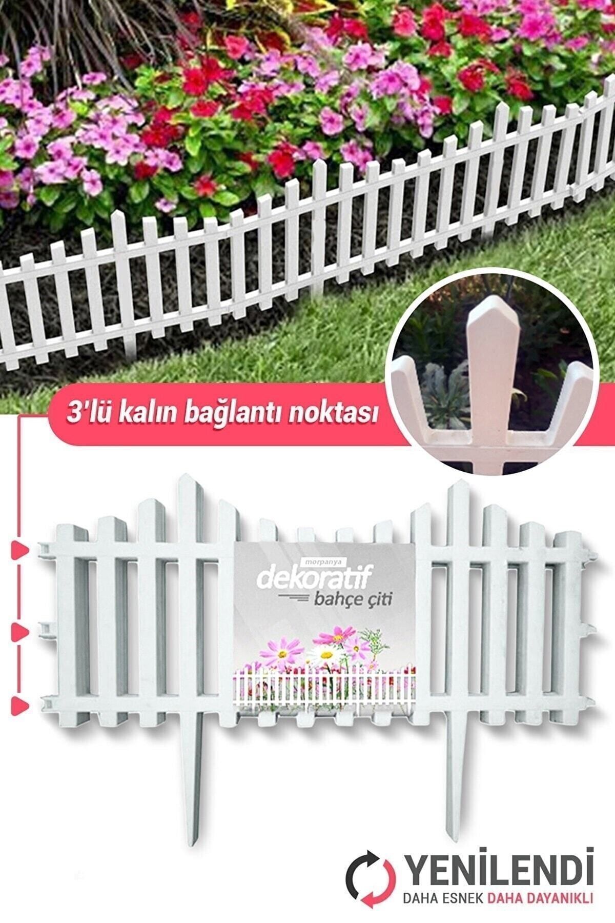 Dekoratif Bahçe Çiti Bordür Kırılmaz Plastik Çit 59 Cm Tek Peyzaj Koruma Panel Beyaz