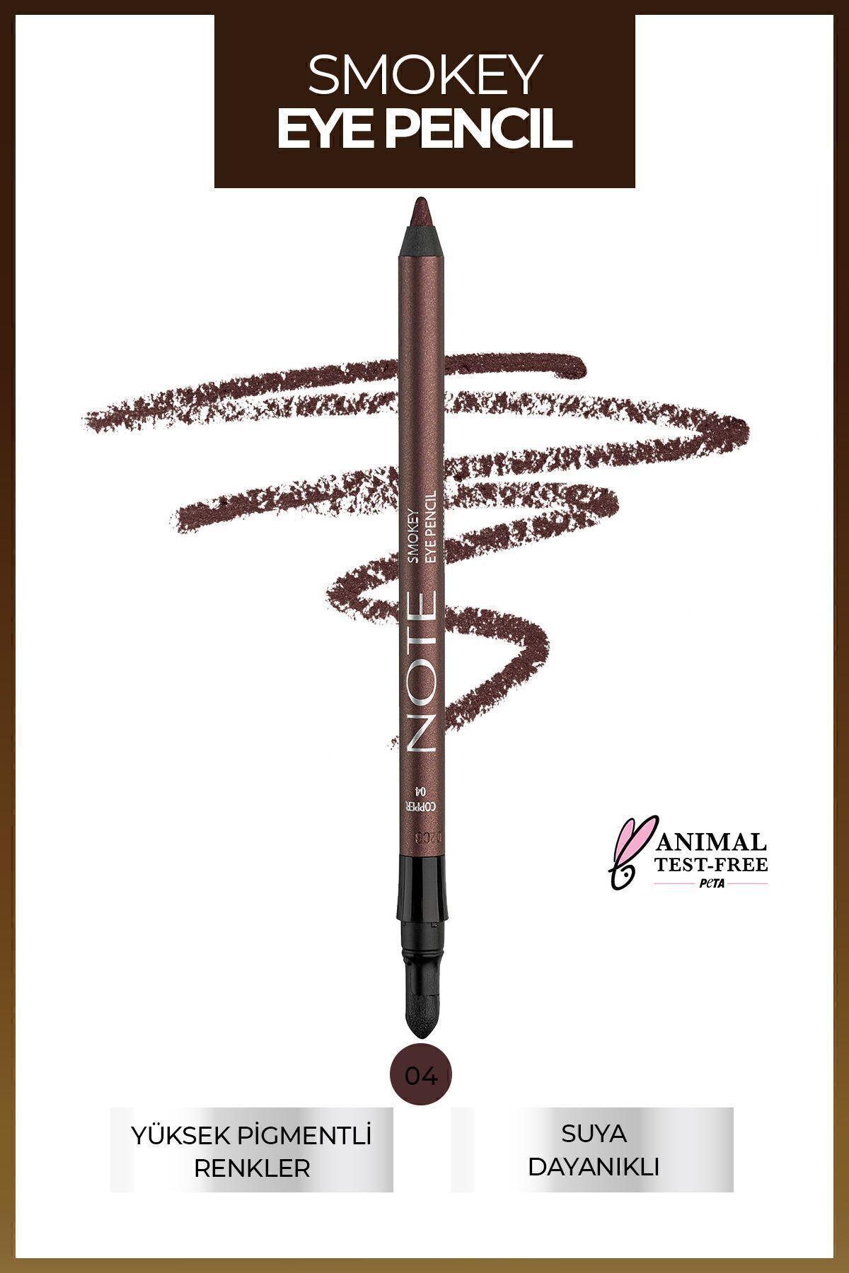Smokey Eye Pencil Waterproof Aplikatörlü Suya Dayanıklı Göz Kalemi - 04 Copper - Bakır