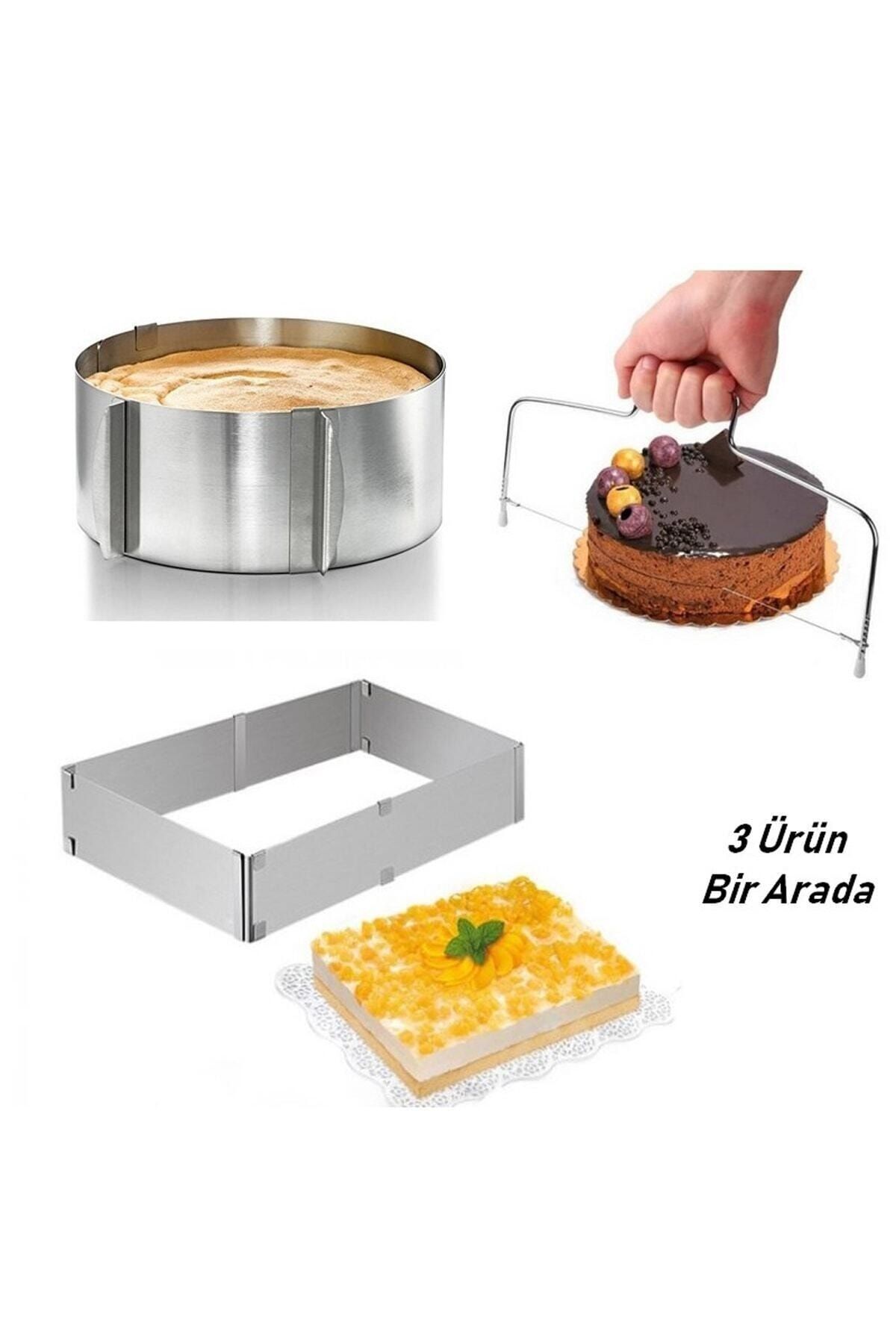 Ayarlanabilir Ayarlı Yuvarlak Ve Kare 9 Cm Ekmek Kek Pasta Pandispanya Kesme Teli