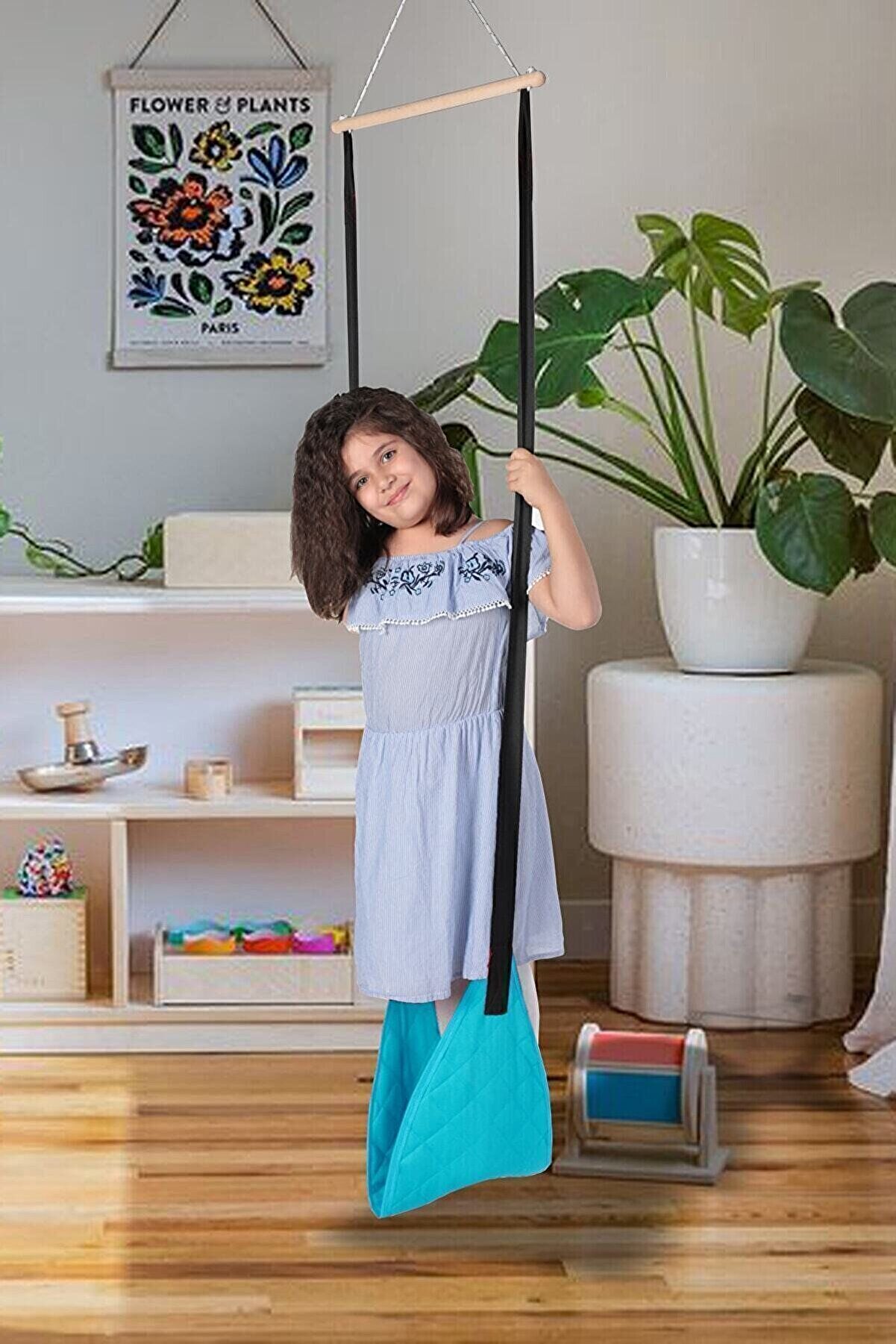 Damla Salıncak Mavi Hamak Beşik Kamp Piknik Oda Bahçe Pratik Portatif Çocuk Salıncağı Hamağı