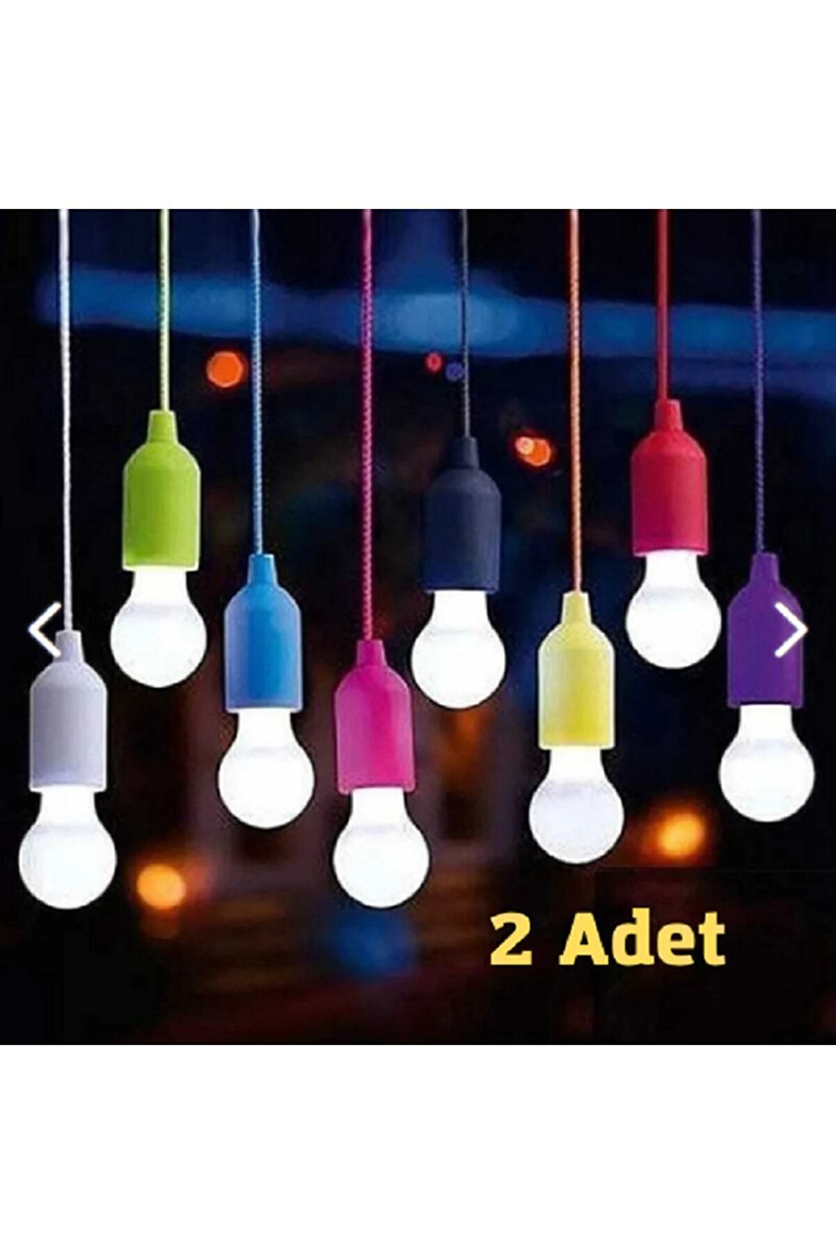 Pilli Çek Bırak Ipli Asılabilir Taşınabilir Ampül Kamp Lambası Çadır Led Işıldak 2 Adet