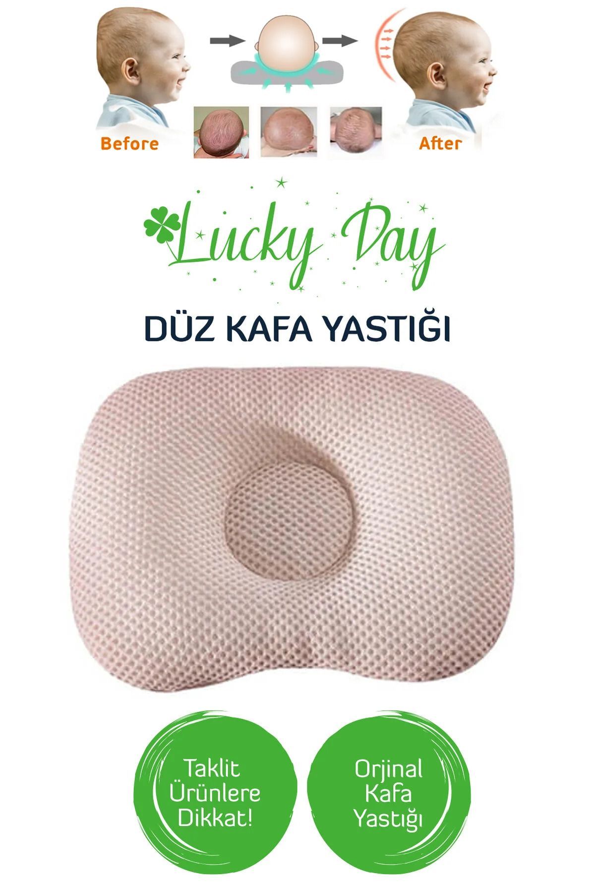 Bebek Kafa Yastığı Bej Bebek Kafa Yastığı, Düz Kafa Yastık, Bebek Yastığı, Organik Pamuk Kumaş