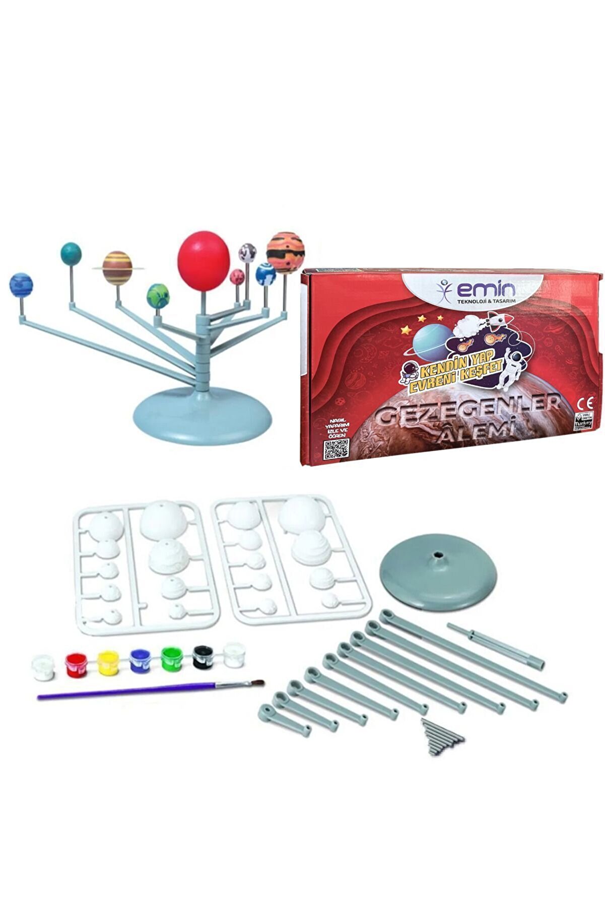Güneş Sistemi Modeli, Gezegen Sistemi, Boya, Fırça, Eğitici Maket, Deney Seti, Plastik
