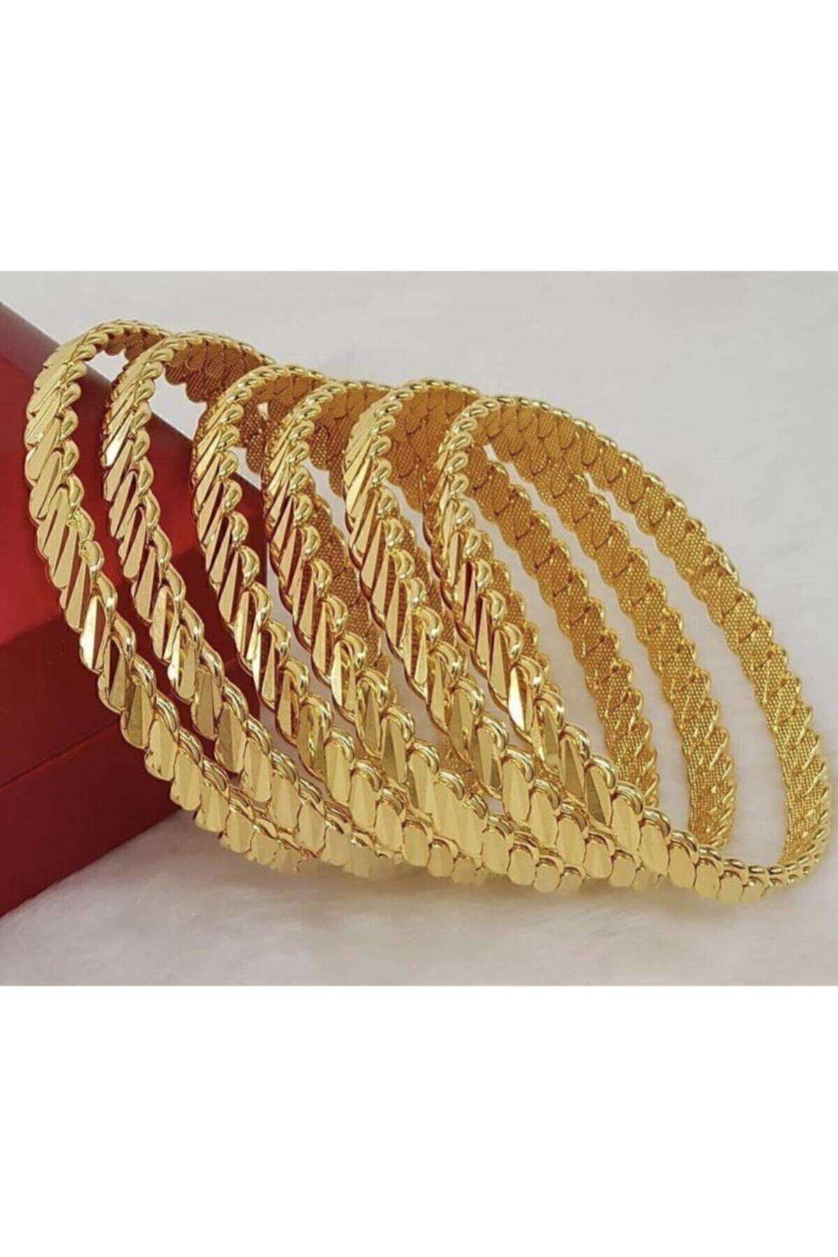 6 Adet Altın Kaplama Adana Burma Bilezik (6 LÜ SET) (ÇELİK)