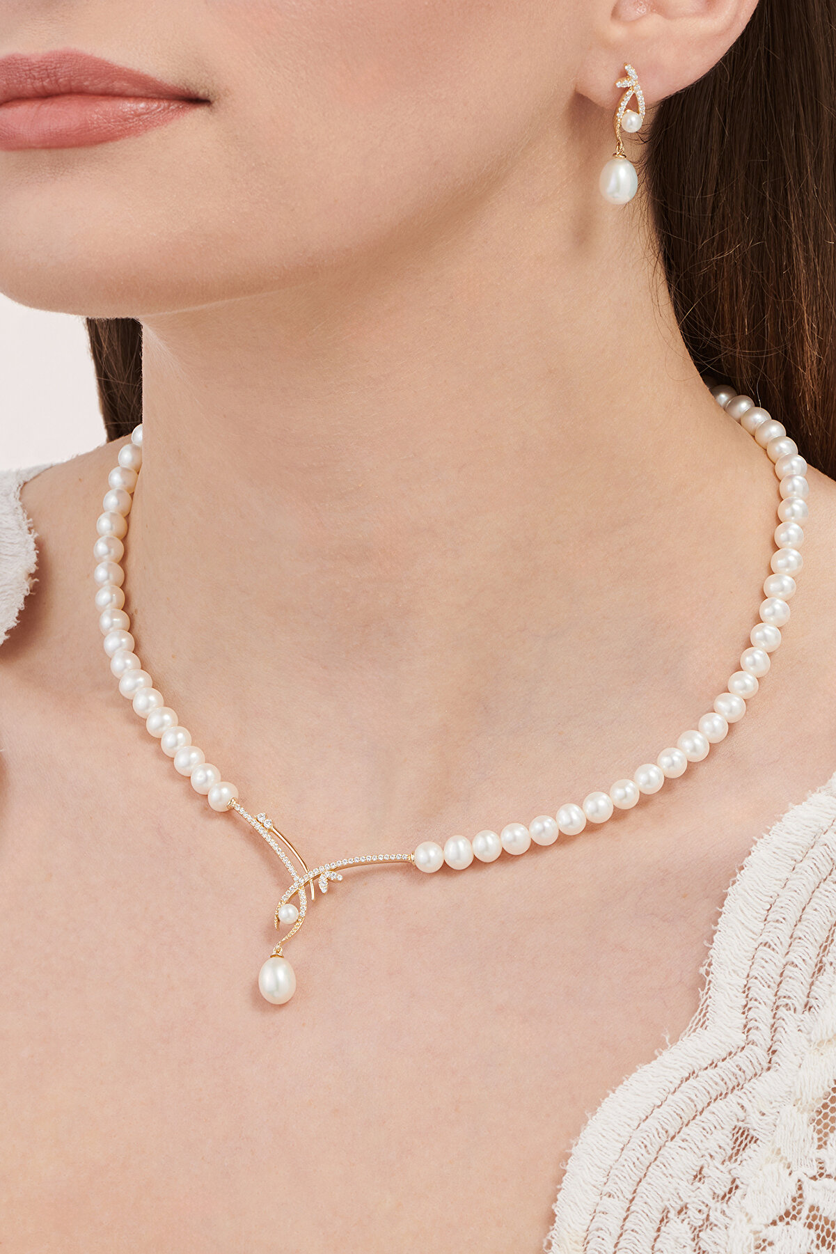 Altın İkili İnci Set