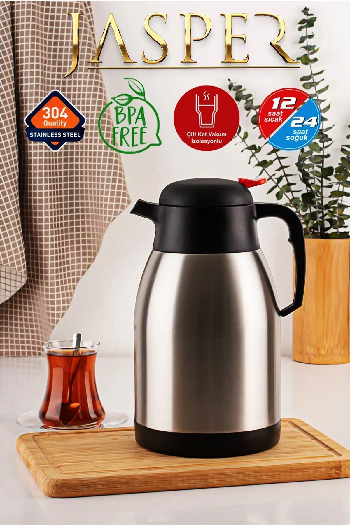 2 Litre Çift Kat Piknik Kamp Outdoor Çelik Çay Termosu 1200a Penguen