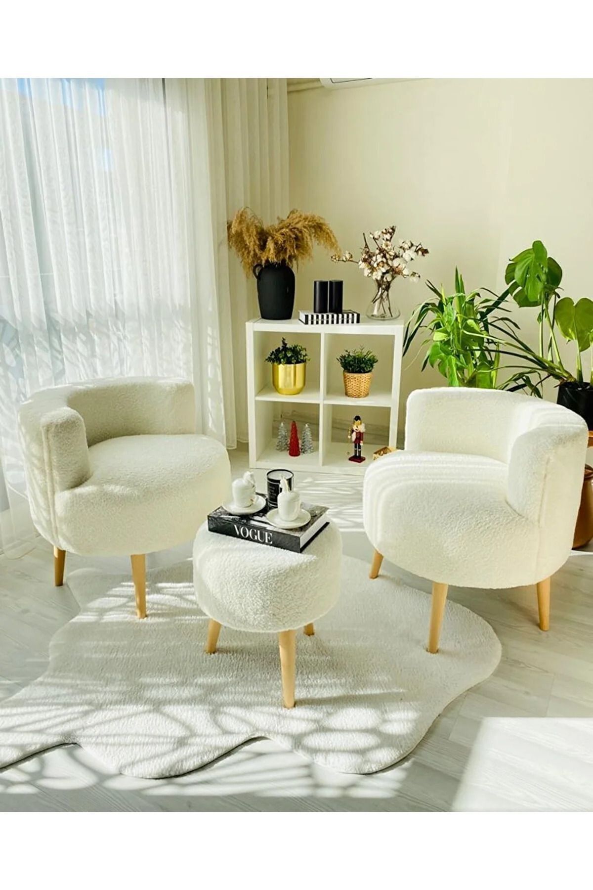 Çay Seti Ikili Koltuk Berjer Ve Puf Takımı (salon, Balkon, Ofis) 3 Lü Takım