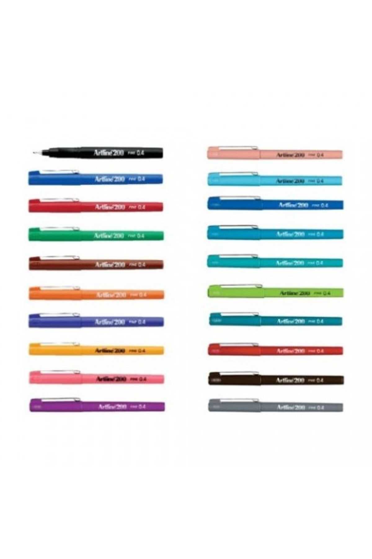 200 Fineliner 0.4 Mm Ince Uçlu Yazı Ve Çizim Kalemi 20'li Seti