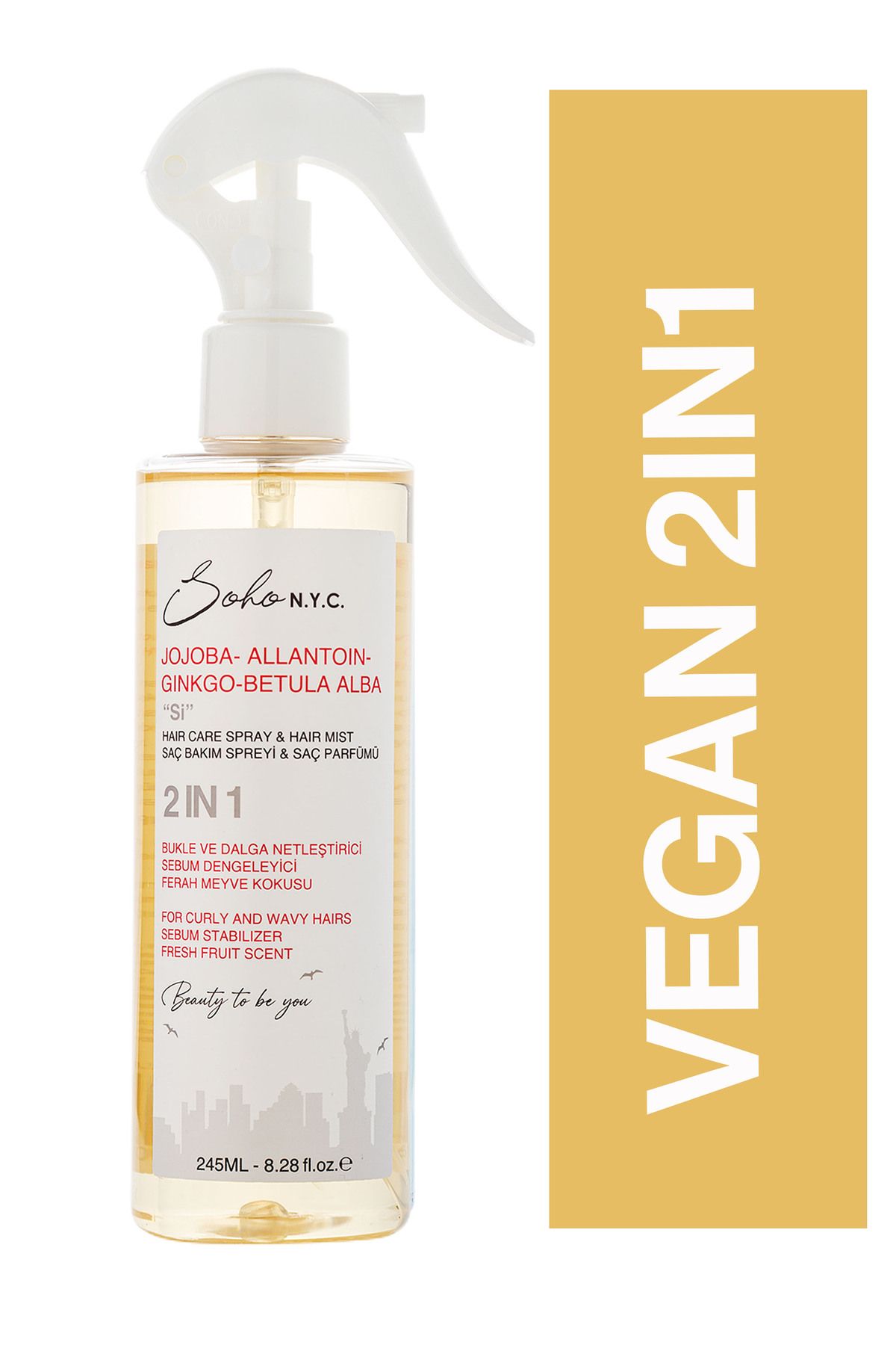 Vegan Dalgalı Saçlar Için Bakım Spreyi Ve Saç Parfümü "si" 245 ml
