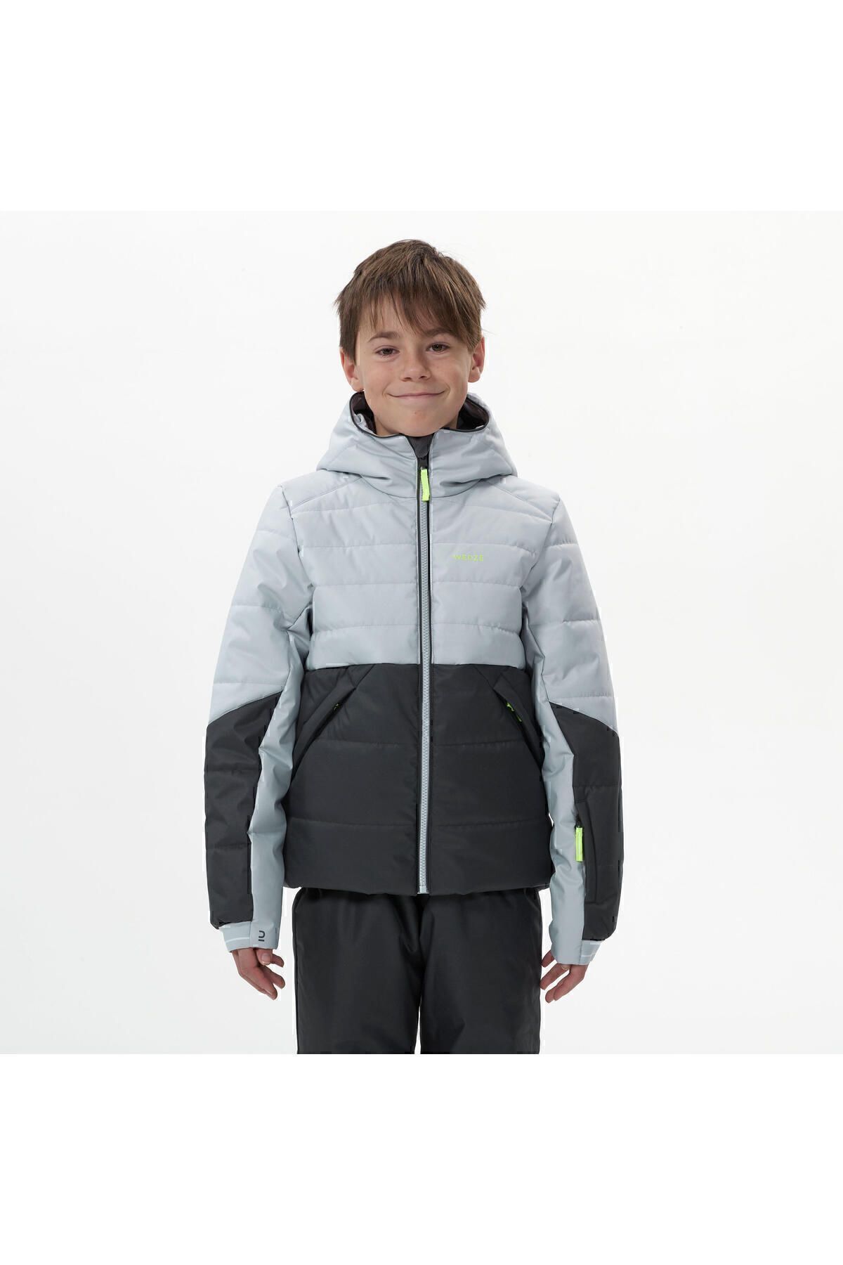 Çocuk Kayak Montu - Siyah / Gri - 180 Warm