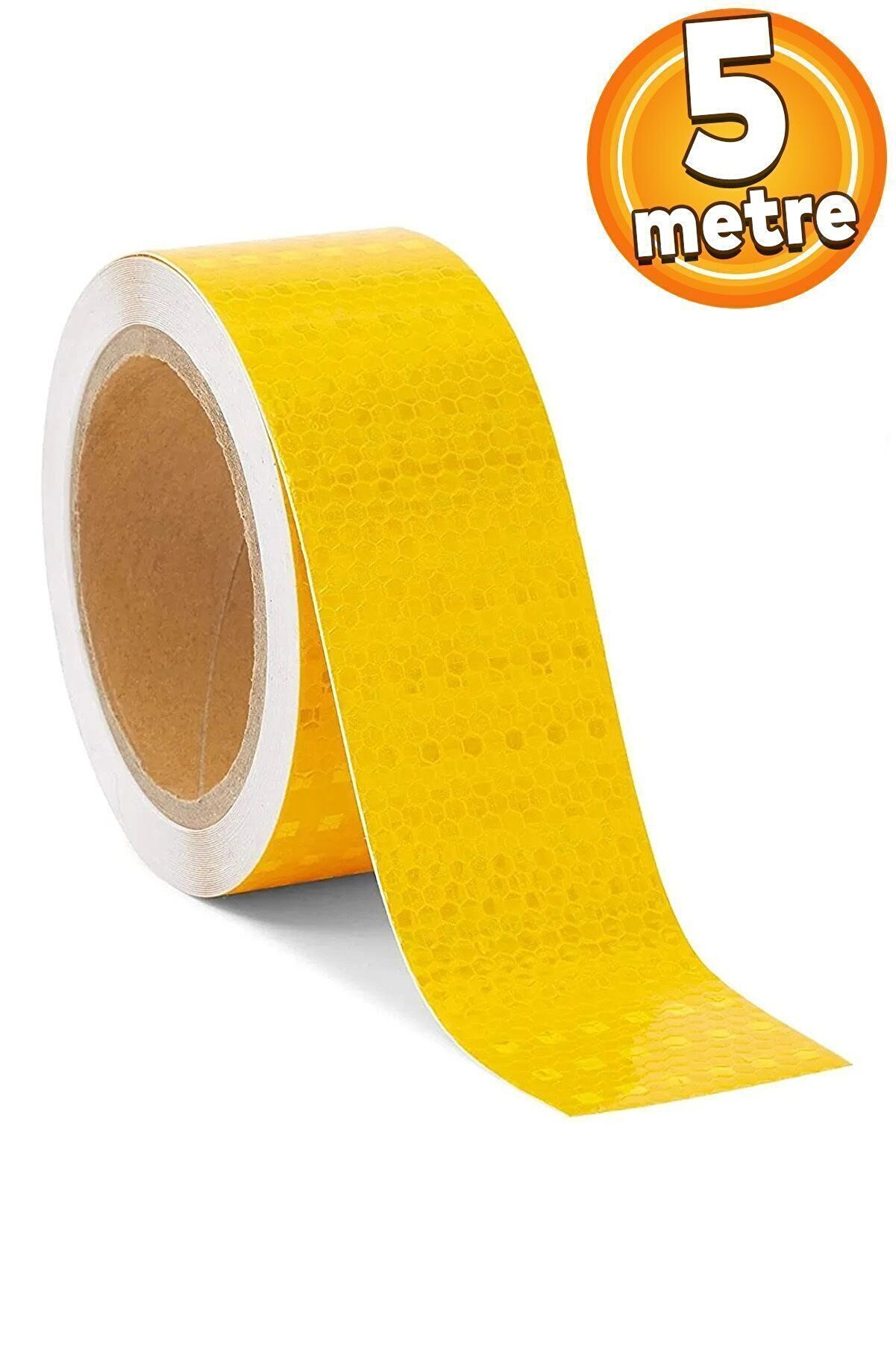 Reflektörlü Araç Oto Traktör Kamyon Dış Aksesuar Reflektif Fosforlu Şerit Bant Sarı Ikaz Bandı 5 Mt