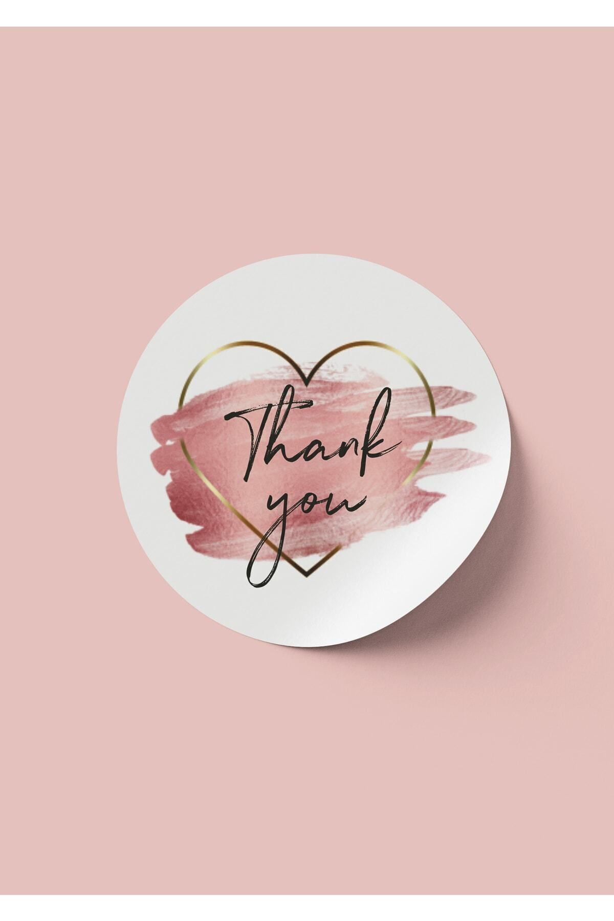 Kuşe Sticker Paketleme & Kargo Etiketi Thank You- Kalp