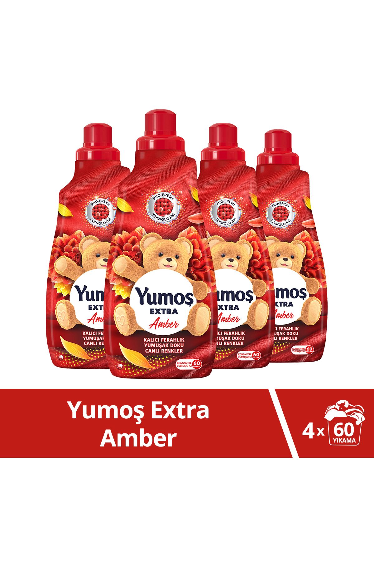 Extra Konsantre Çamaşır Yumuşatıcısı Amber 1440 ml 60 Yıkama 4adet