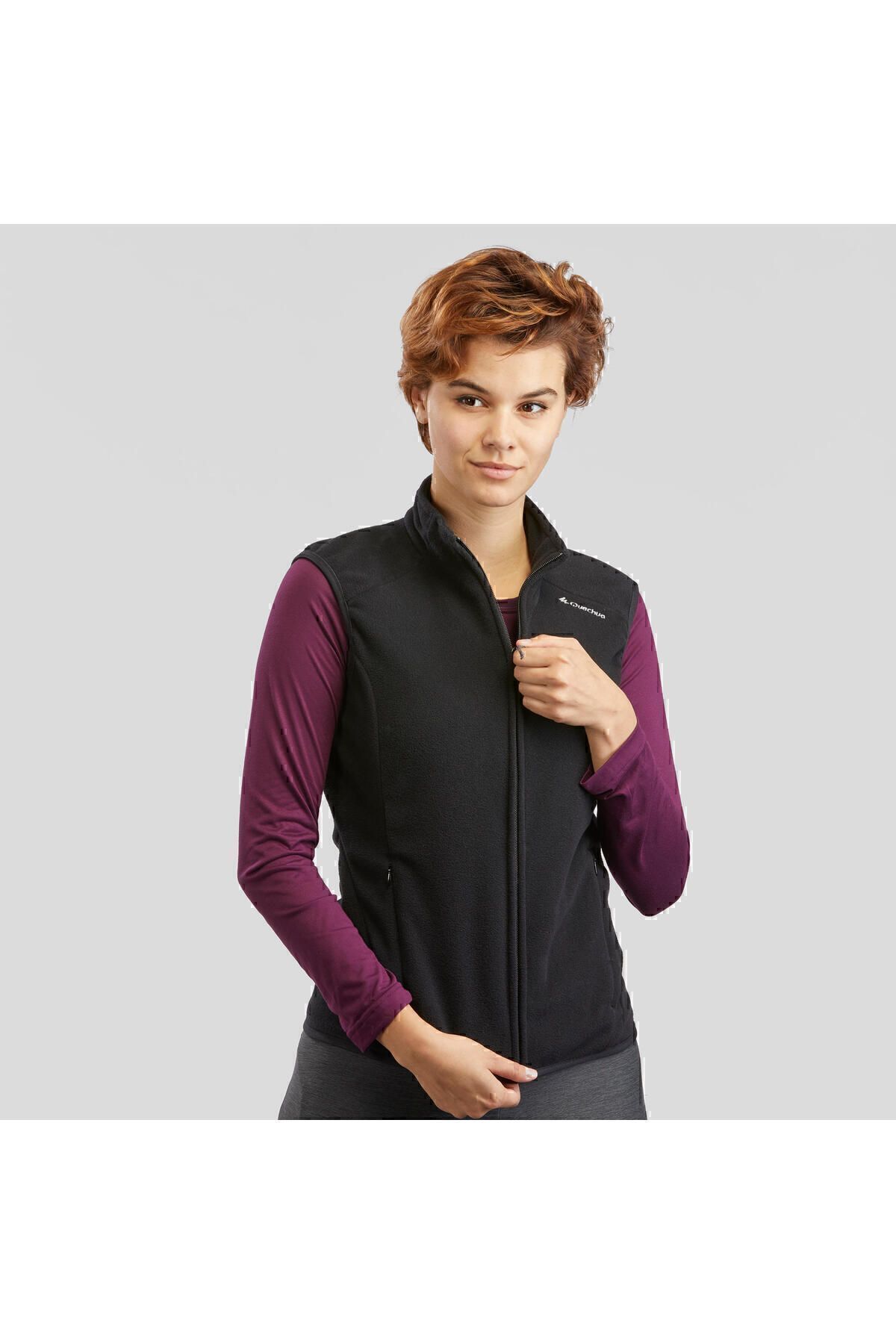 Quechua Kadın Polar Outdoor Yelek - Siyah - Mh120
