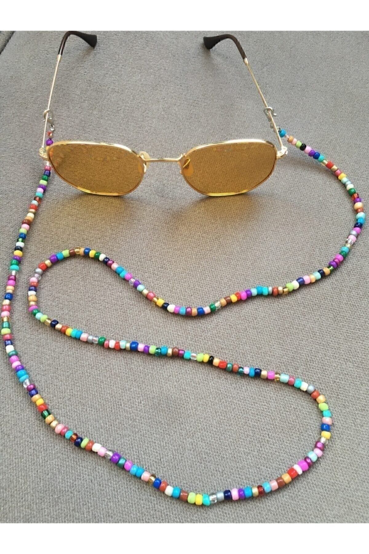 Karışık Renkli Kum Boncuk Gözlük Zinciri