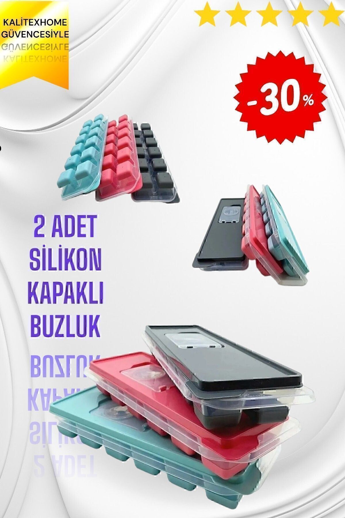 2 Adet Slikon Kapaklı Buzluk, Bas Çıkar Buzluk