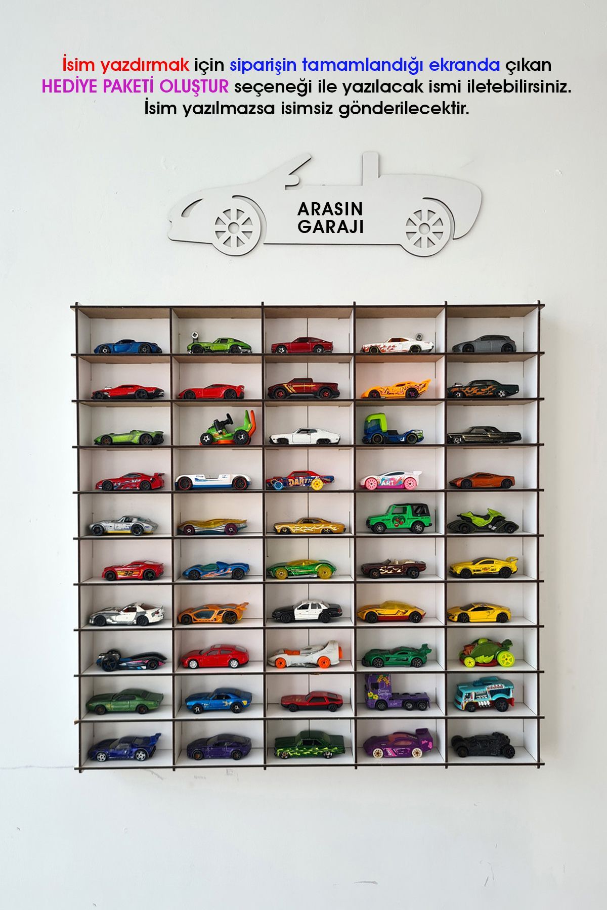Oyuncak Araba Rafı 50'li Beyaz (hotwheels Ve Matcbox Arabaları Için Uygundur)