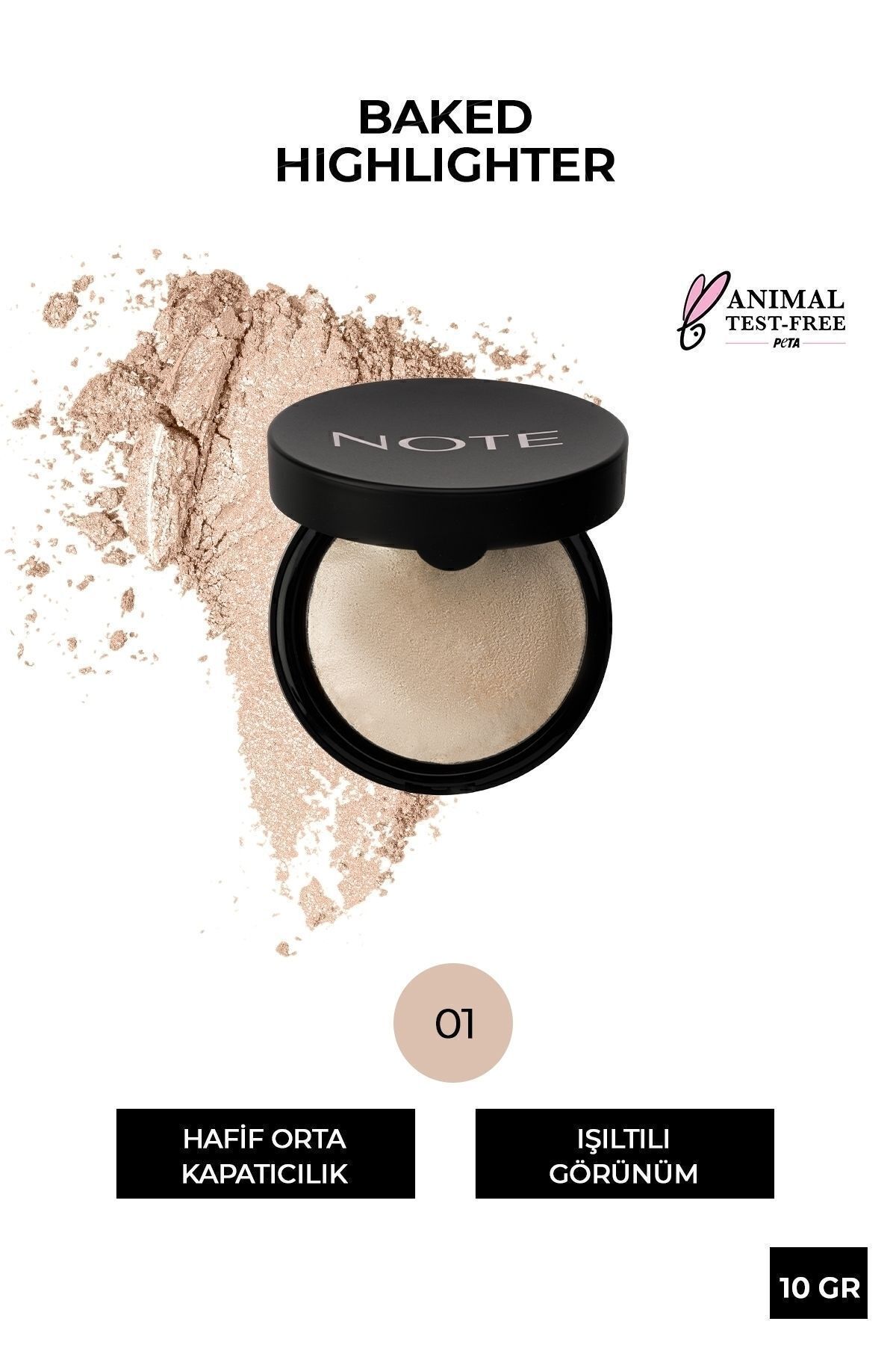 Baked Highlighter Işıltılı Fırınlanmış Toz Aydınlatıcı - 01 Moonlight
