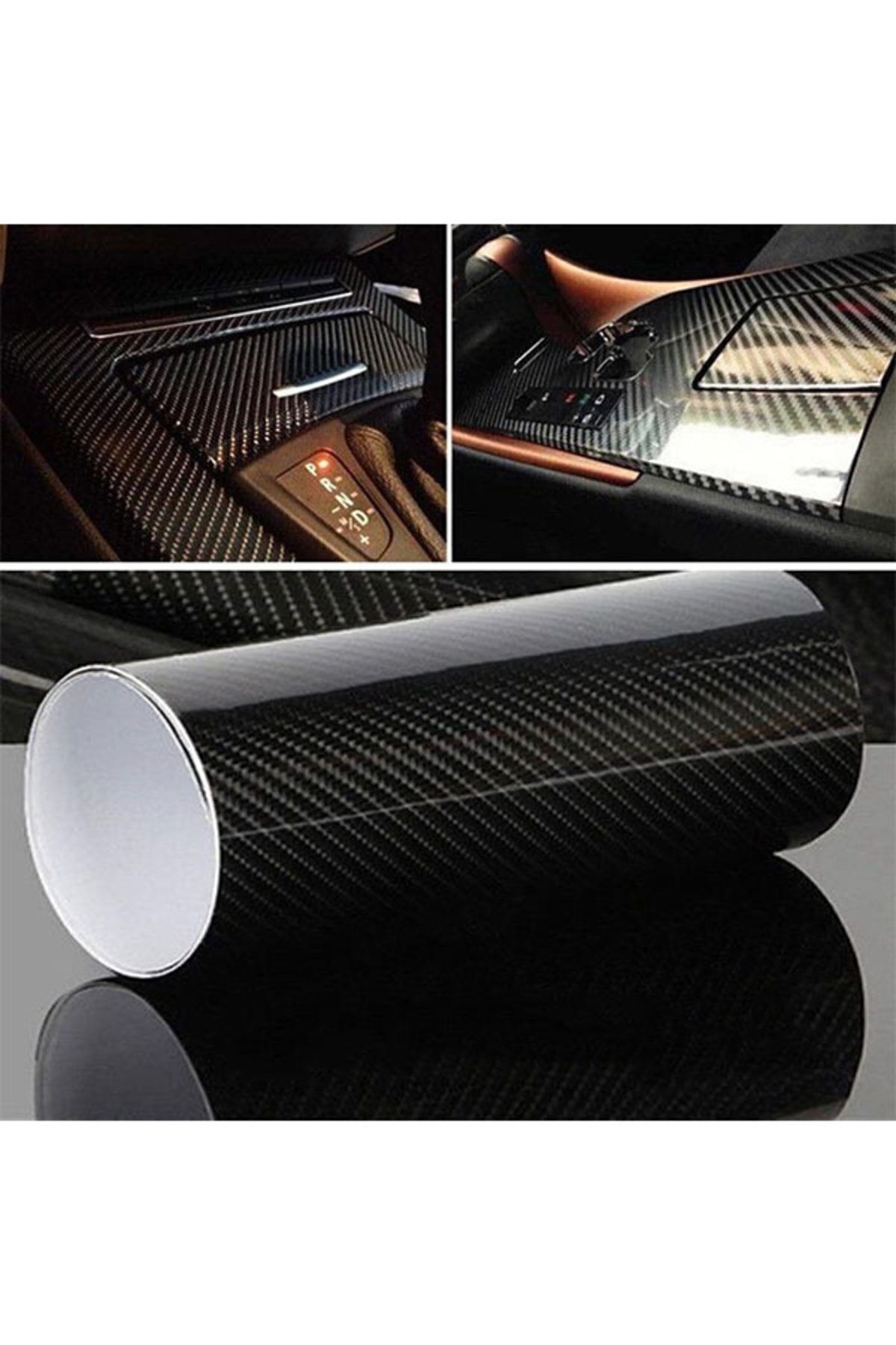 5d Karbon Fiber Folyo Ultra Parlak Hava Kanallı Araç Döşeme Kaplama Folyosu 30 Cm X 1 Metre