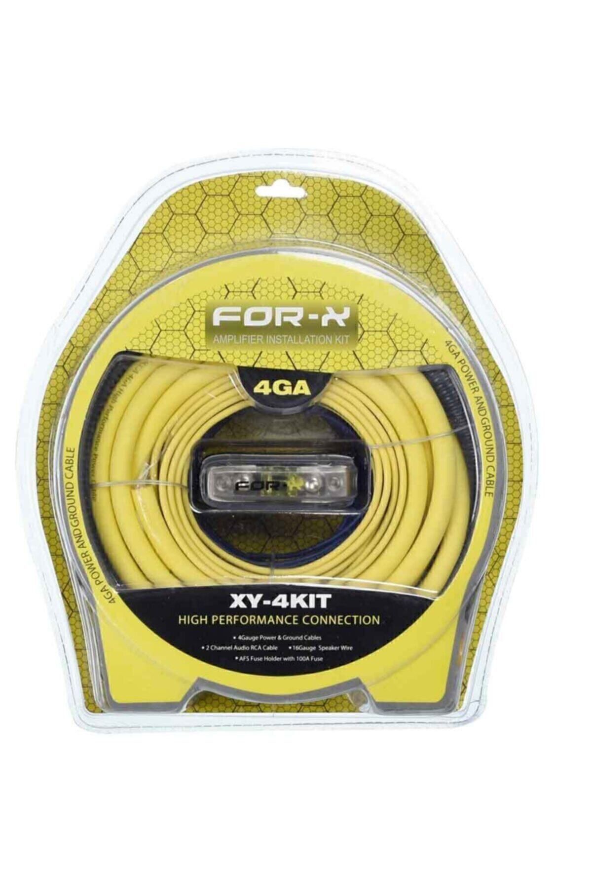( 4 Ga ) Profesyonel Seri Kalın Oto Amfi Kablo Seti Xy-4kıt