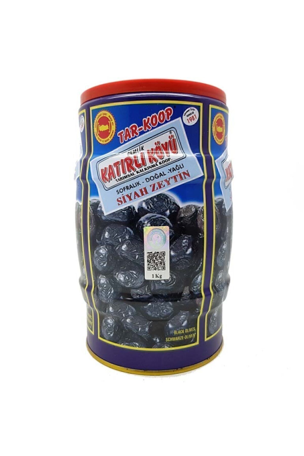 Gemlik Katırlı Köyü Kahvaltılık Siyah Zeytin Teneke 1 Kg