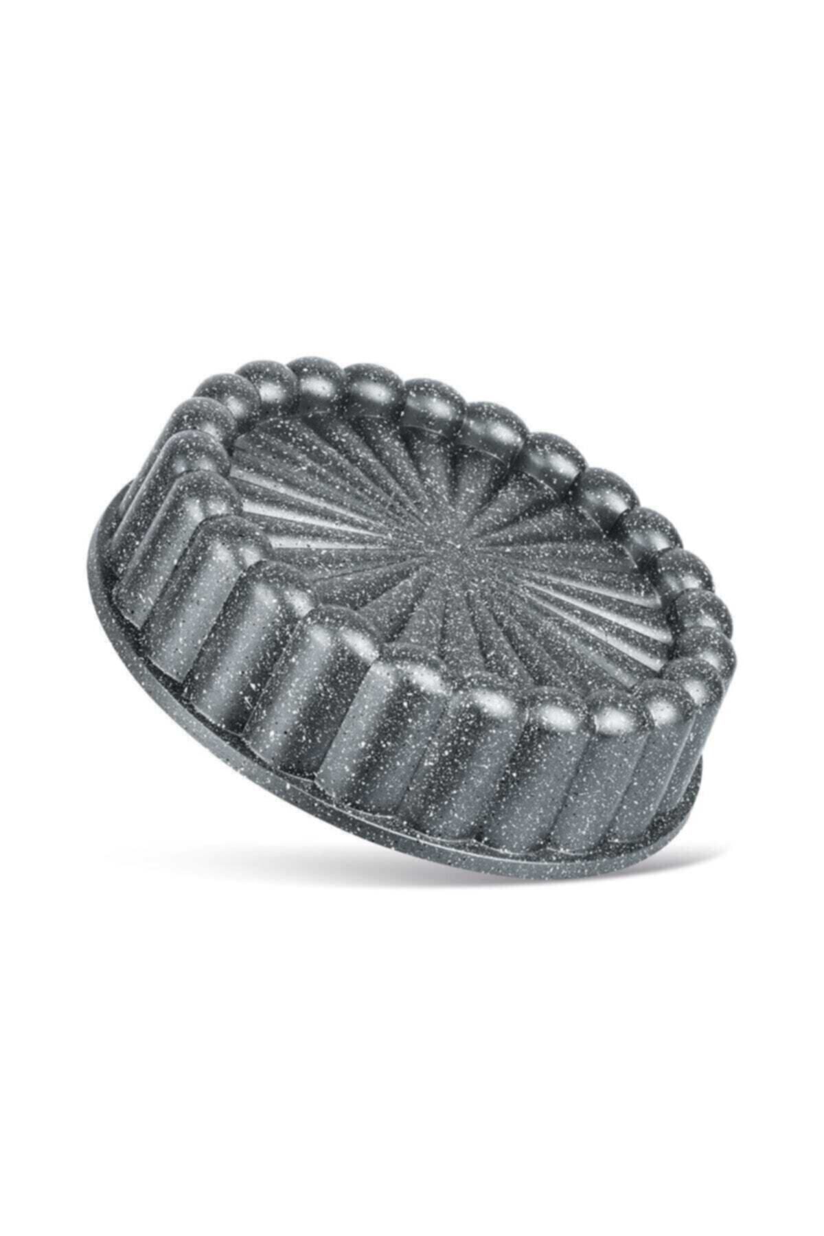 Granit Döküm Tart Kalıbı Gri 26cm Dilimli Tart Turta Kalıbı Gri