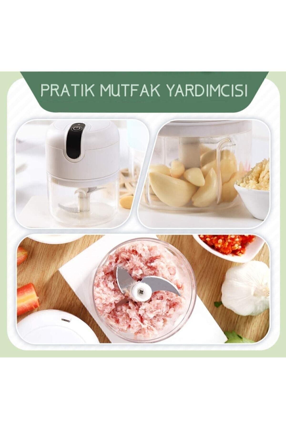 Şarjlı 3 Bıçaklı Pratik Mini El Rondosu 250ml