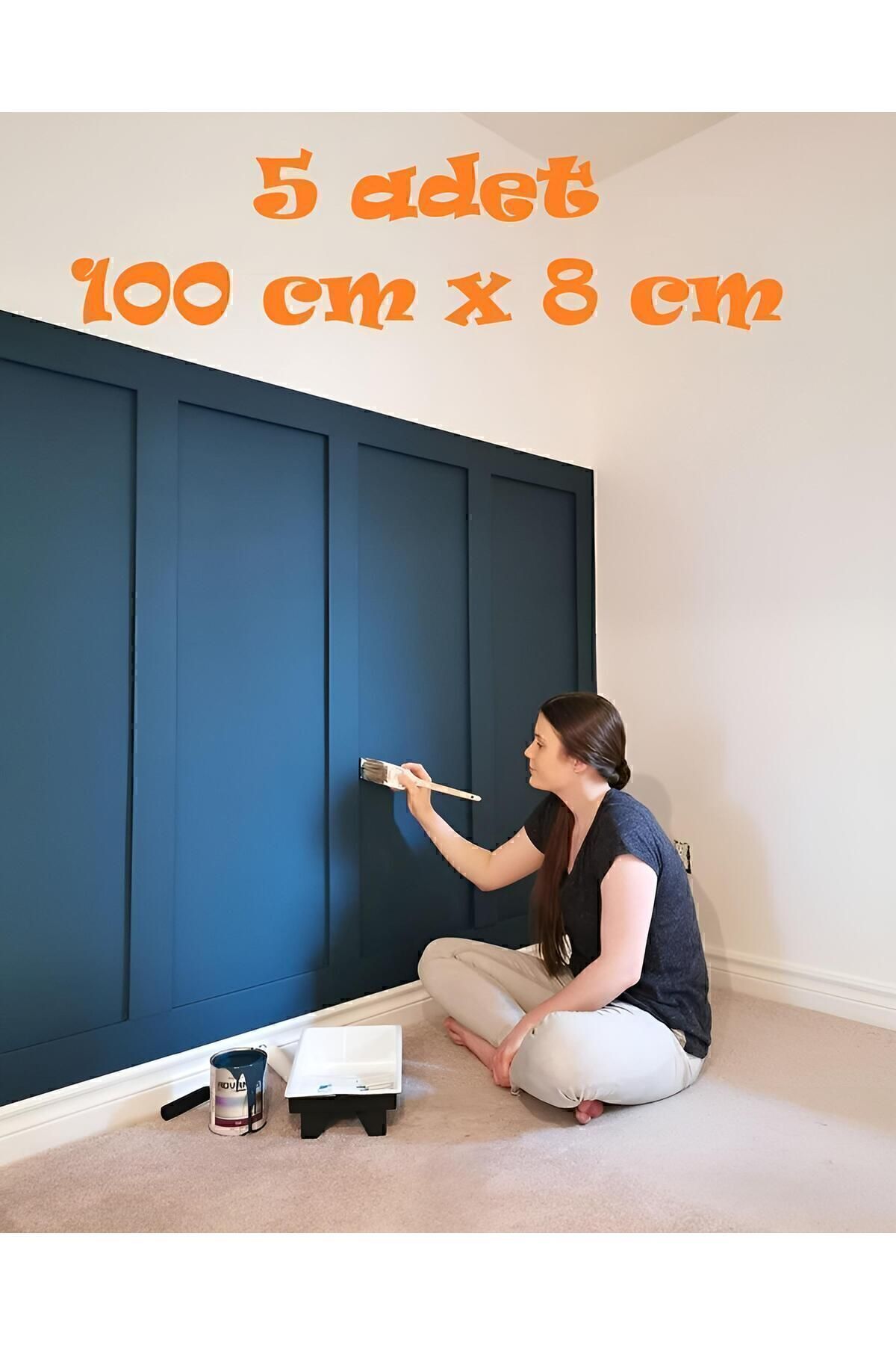 Iskandinav Duvar Çıtası 5 Adet 100 Cm x 8 Cm Dekoratif Duvar Çıtası Boyanabilir Duvar Dekoru Efsane