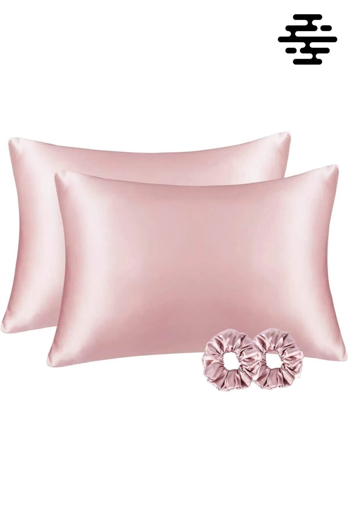 İpek Saten Yastık Kılıfı 2 Adet 50x70cm 2 Adet Saten Tokalı