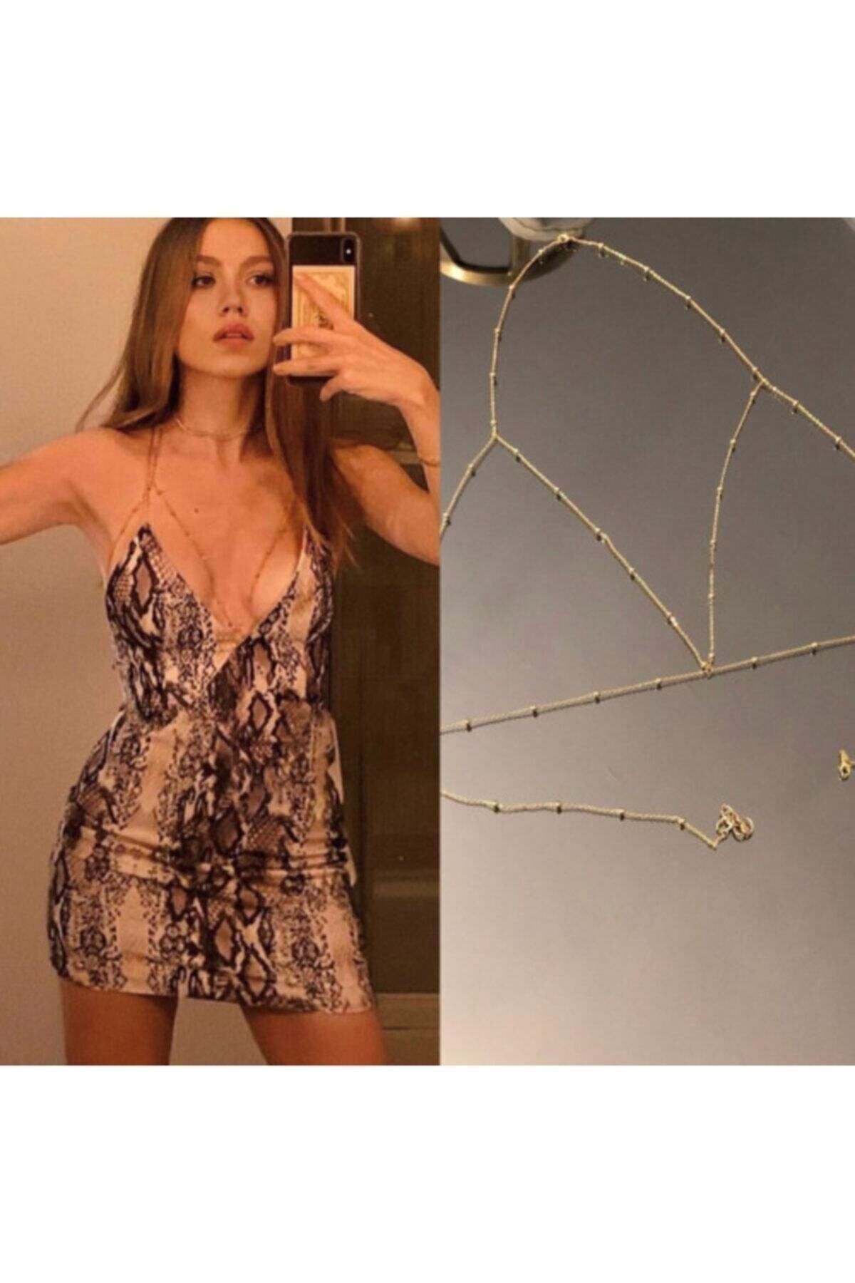 Vücut Aksesuarı Top Detay Gold Vücut Zinciri