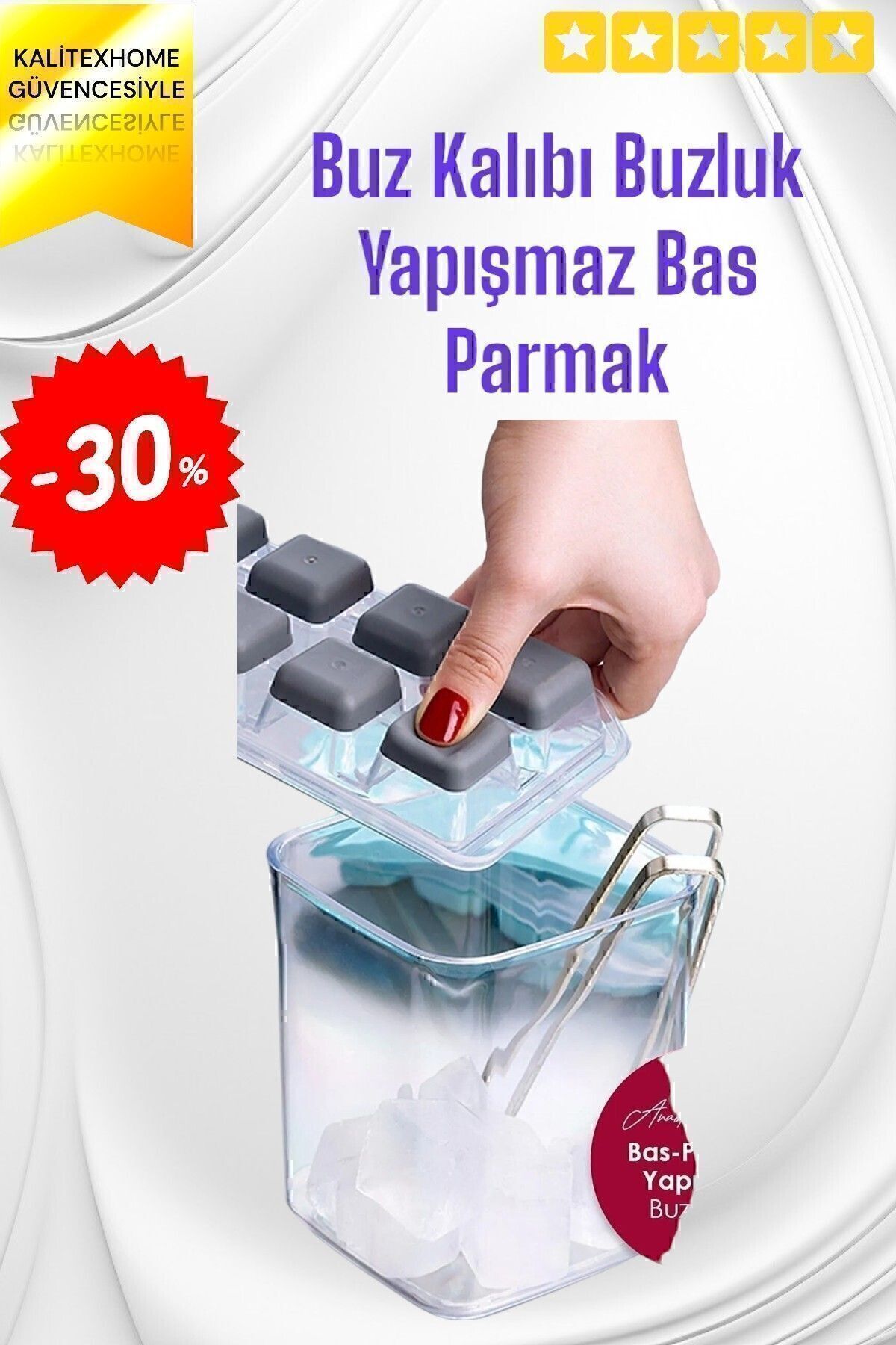 Buz Kalıbı Buzluk Yapışmaz Bas Parmak