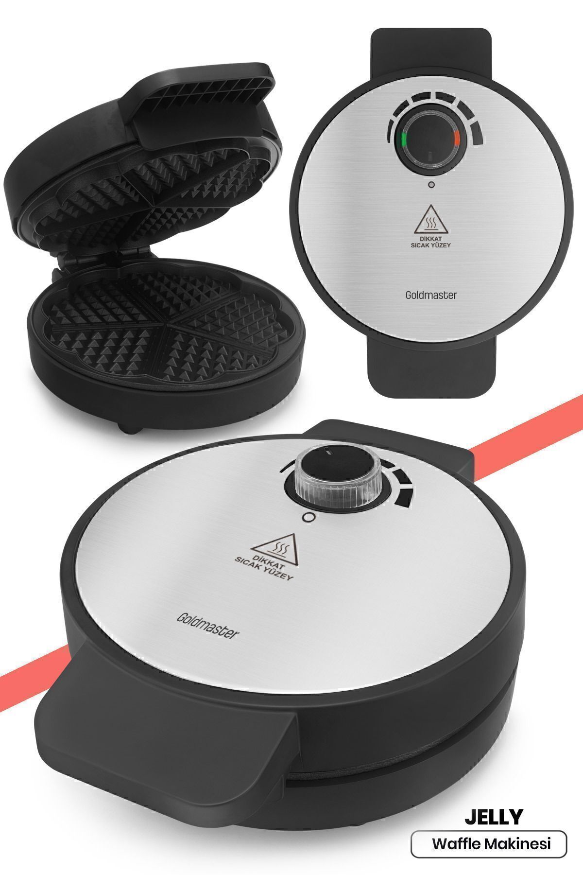 Jelly Inox 1000 Watt Taşmayı Önleyen Derin Plakalı Aşırı Isınmaya Dayanıklı Waffle Makinesi