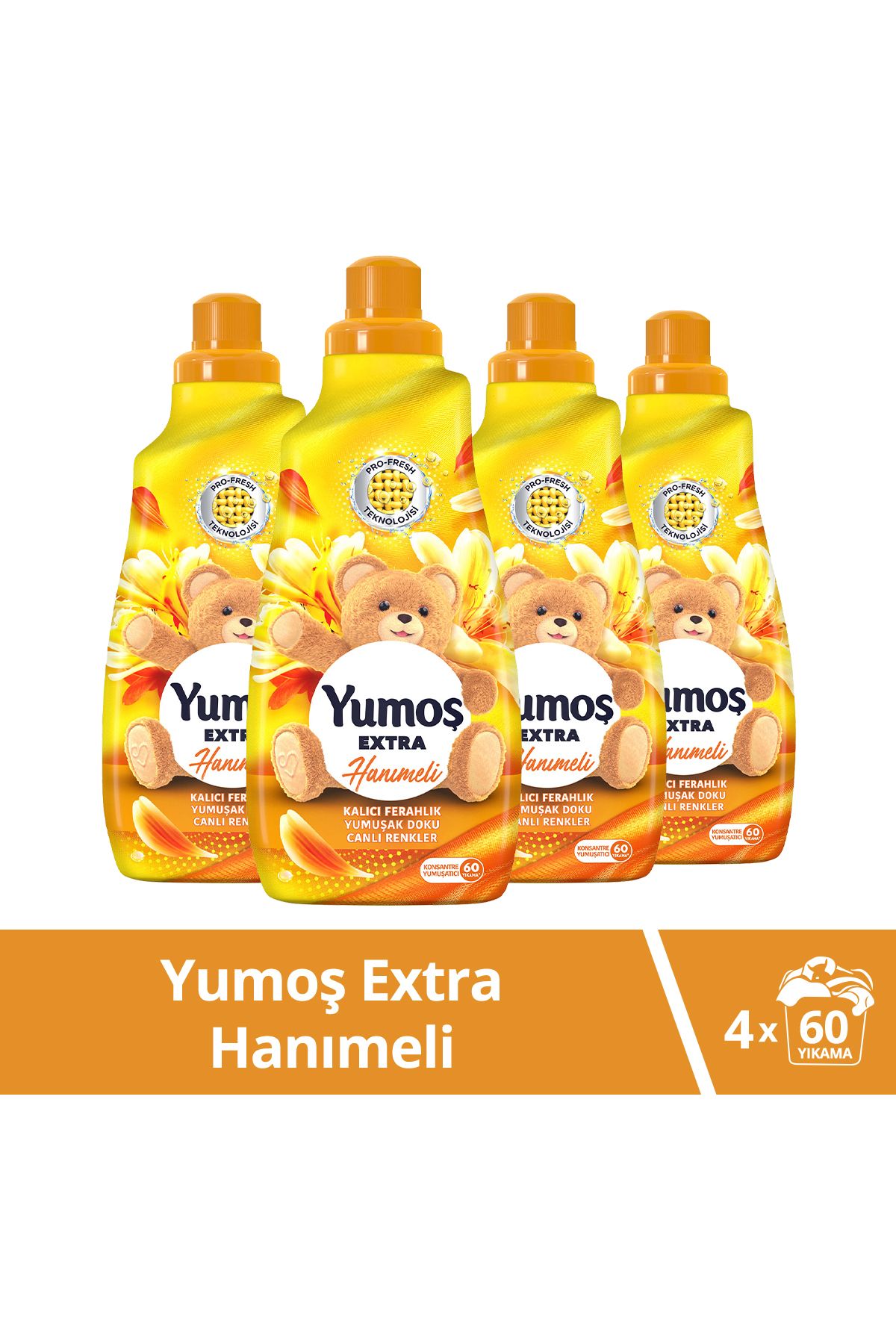 Extra Konsantre Çamaşır Yumuşatıcısı Hanımeli 1440 ml 60 Yıkama 4 Adet