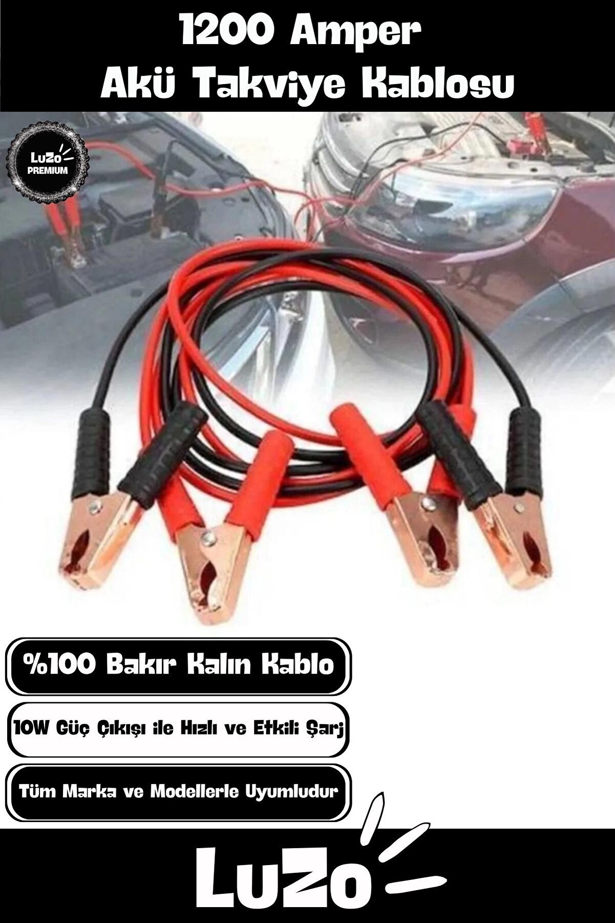 Özel Üretim %100 Bakır Kalın Kablo 1200 Amper Güçlü Oto Akü Takviye Hızlı Şarj Kablosu