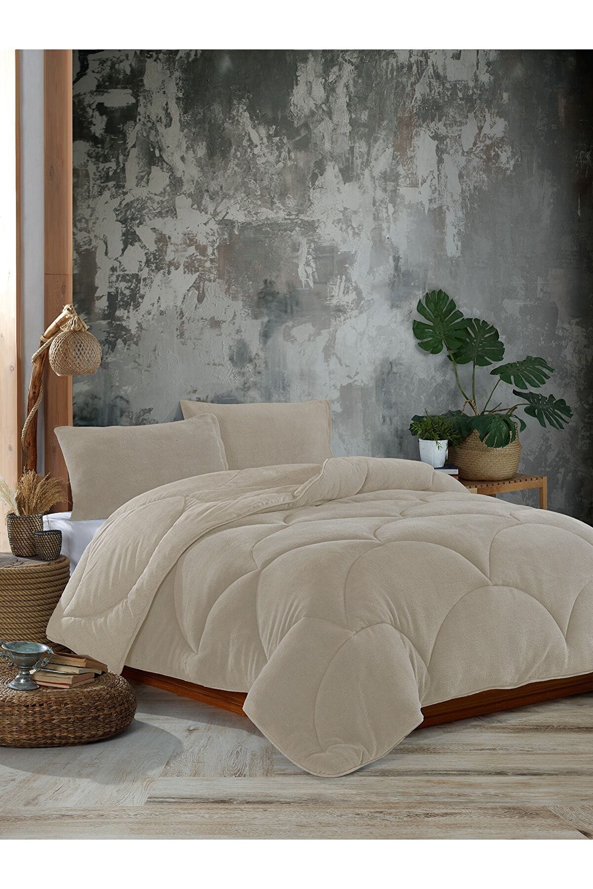 King Size Bej Welsoft Yorgan 230x260 cm