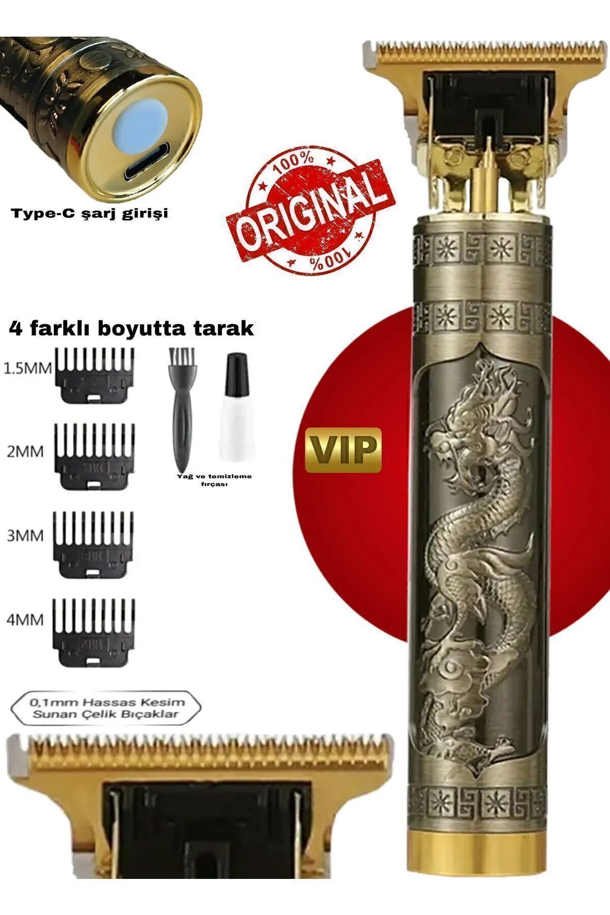 Dragon Profesyonel N-1524 Saç Sakal Ense Çizim Tüm Vücut Tüyü Lazer Öncesi Tıraş Makinesi