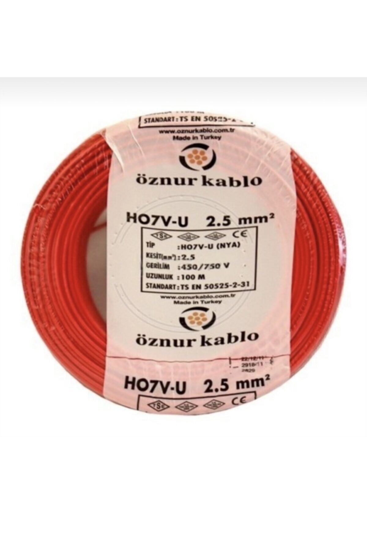 2,5 Luk Nya Kablo Tek Damar 100 Mt Kırmızı 1037065