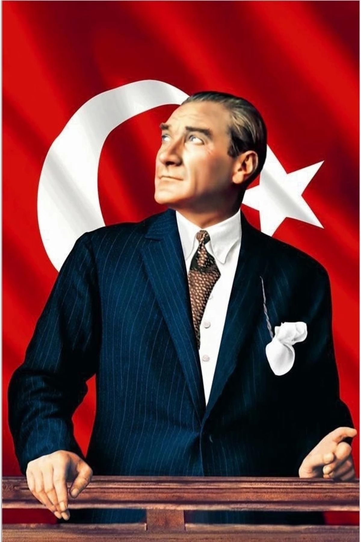 Atatürk Baskılı Türk Bayrağı Atatürk Posteri 100x150 Cm Dijital Baskı