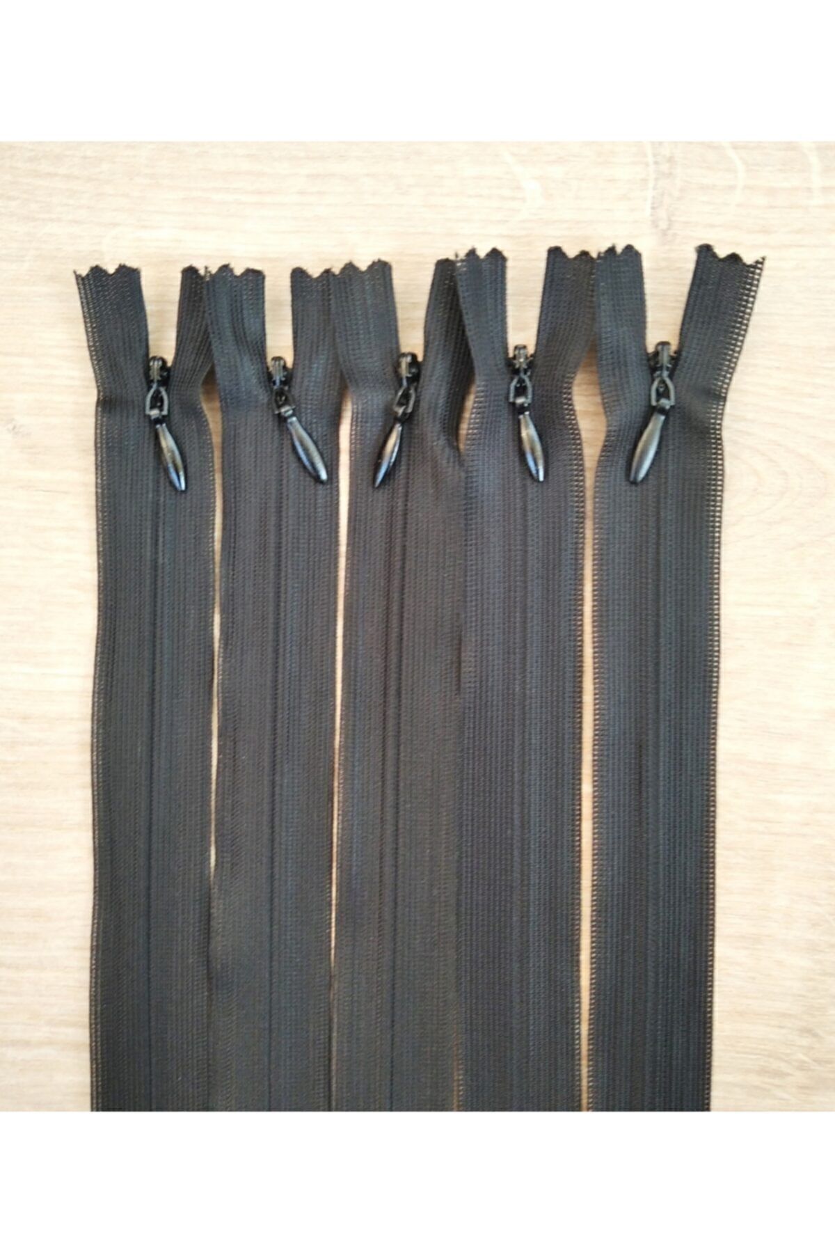 Siyah Gizli Fermuar 40 Cm 5 Adet