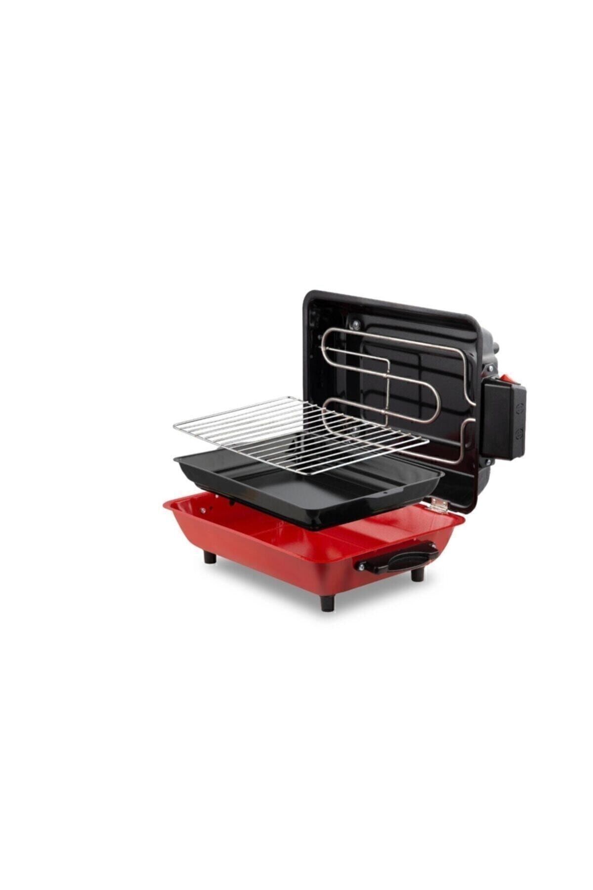 Büyük Boy 40x30 Cm Elektrikli Izgara Barbekü Mangal Kebapçı Balıkçı Emaye Gövdeli Emaye Teps