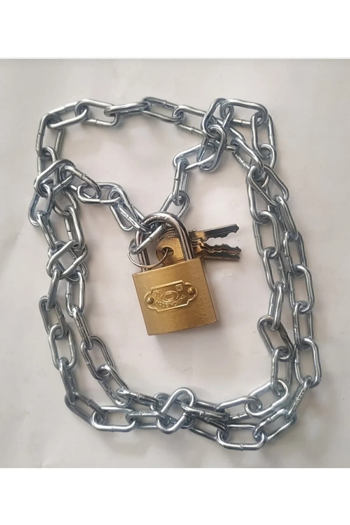 Yeni 100cm Zincirli Kilit 32mm Asma Kilit 3 Yedekli 3mm Zincir
