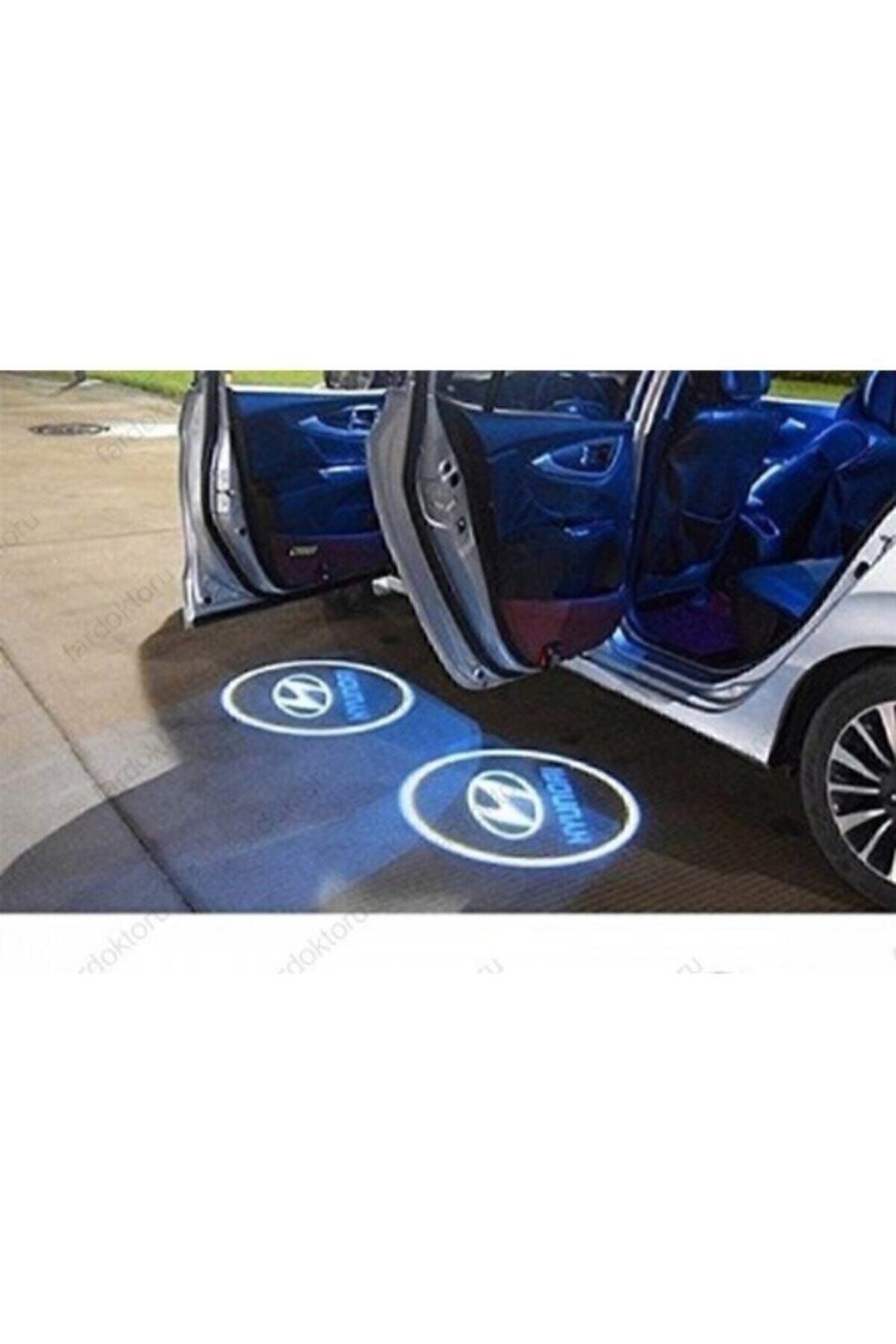 Hyundai Kapı Altı LED Logo Projektör – Pilli & Yapıştırmalı Hayalet Logo Aydınlatma