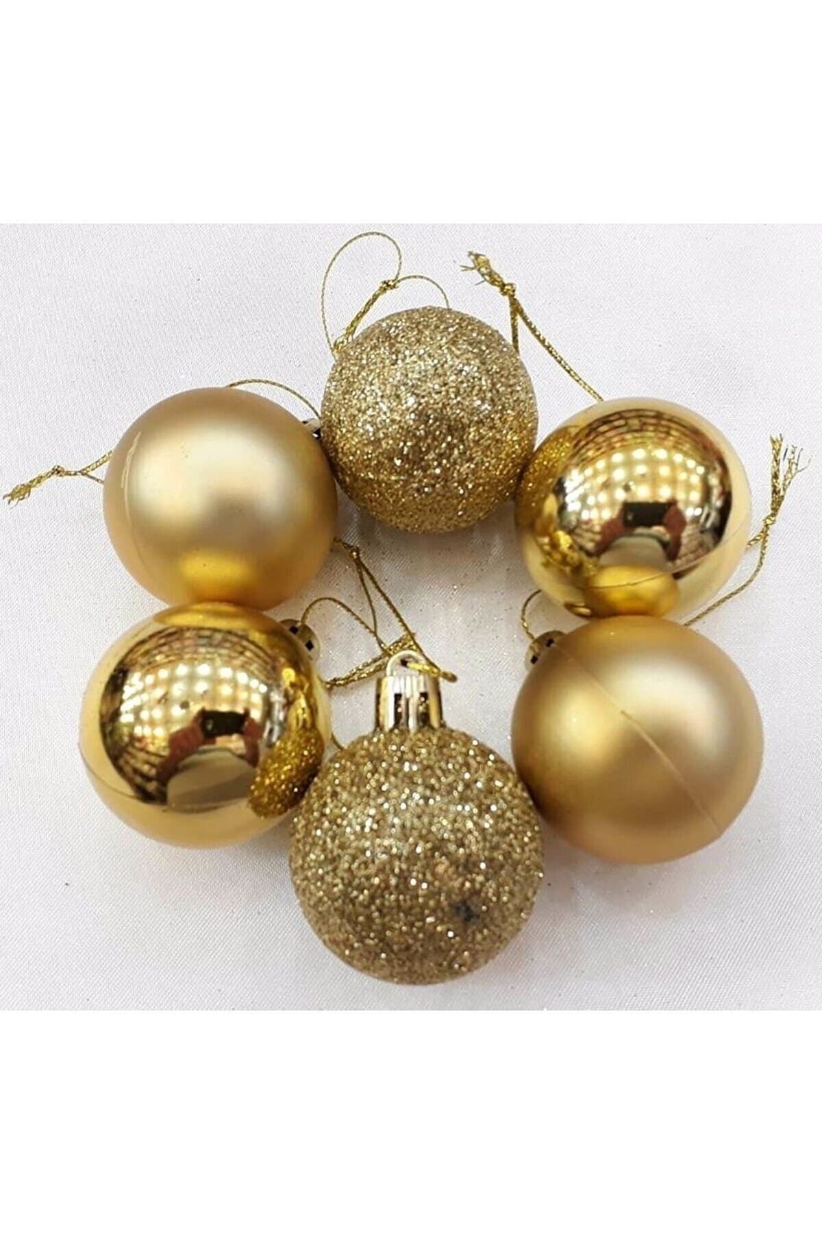 Yılbaşı Ağacı Süsleme 4 Cm Gold 6'lı Gold Renkli Cici Top