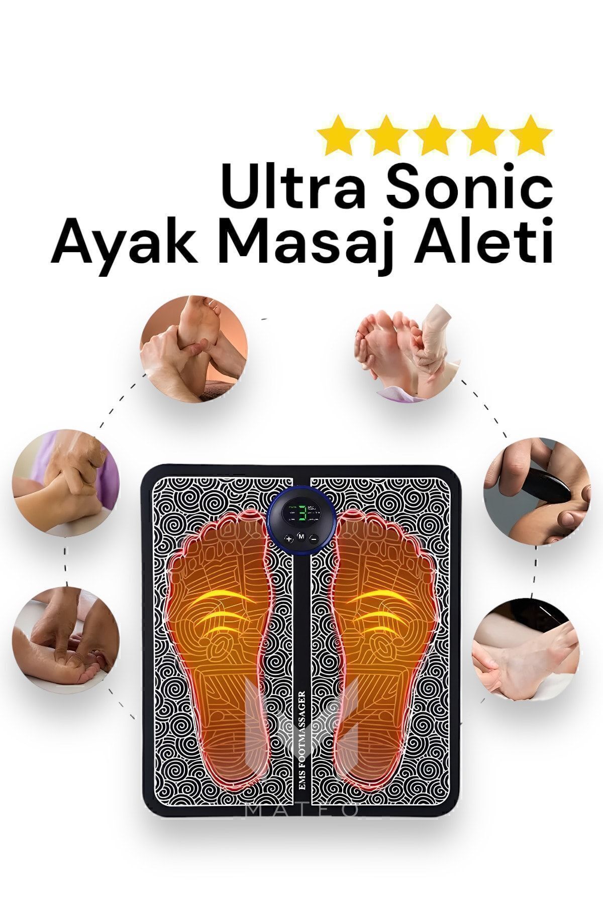 Ayak Masaj Aleti 8 Farklı Stil 18 Kademeli Titreşimli Tens Özellikli Şarjlı Taşınabilir