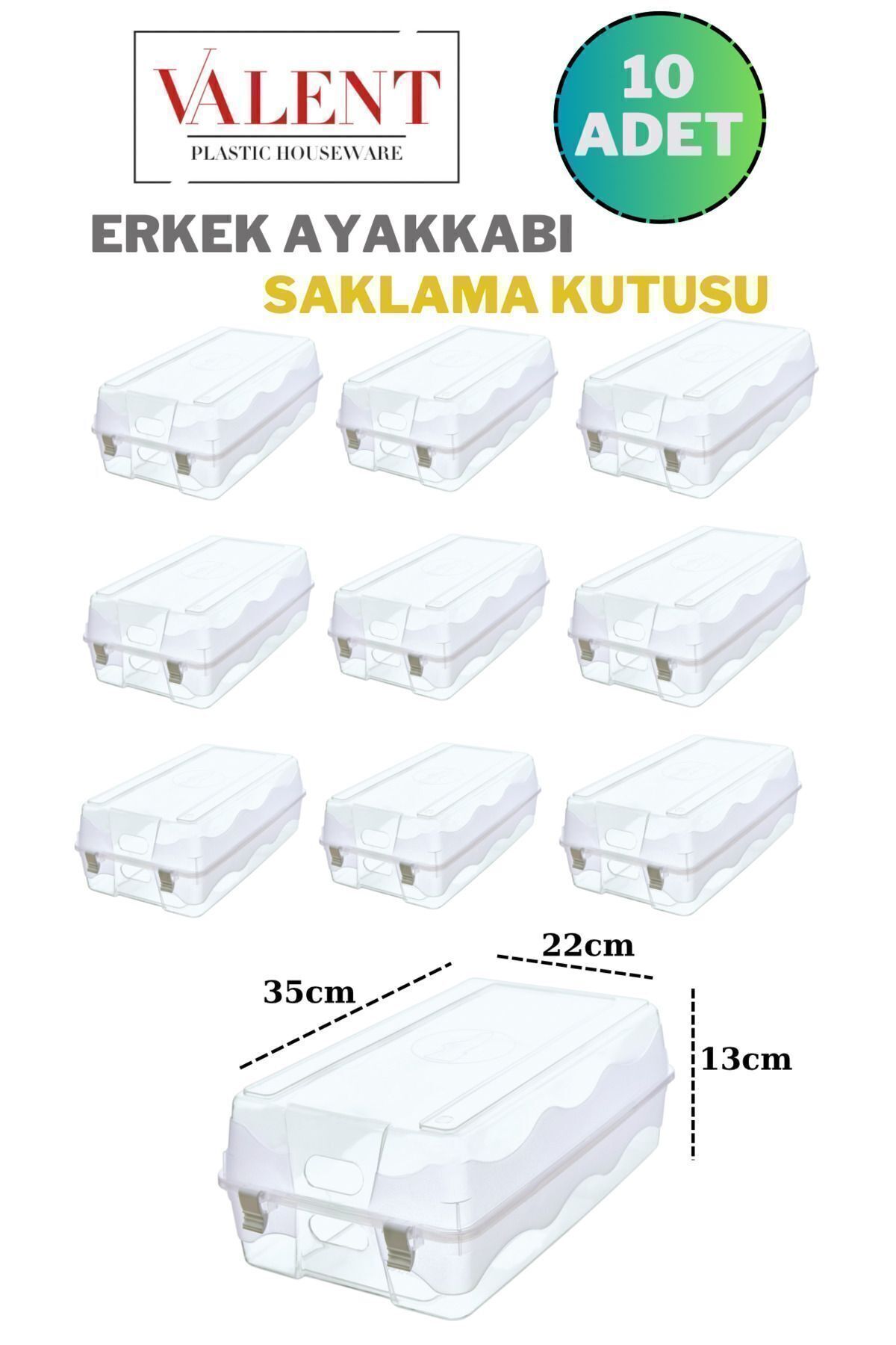 10 Adet Erkek Ayakkabı Kutusu Büyük Boy Steril Ayakkabı Saklama Düzenleyici Organizer Şeffaf